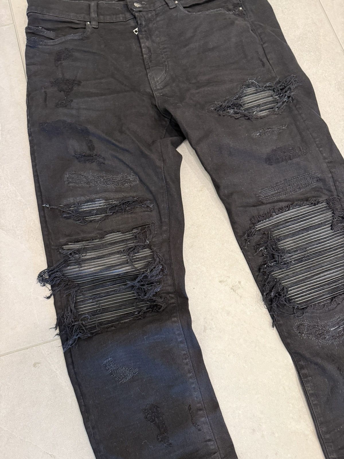Amiri Amiri Jean Mx1 Patchwork Distressed Denim Jeans Size US 34 / EU 50 - 2 Thumbnail
