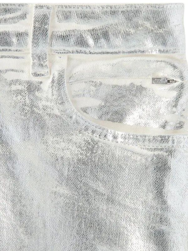 1017 ALYX 9SM o1mle0424 Foil Cotton Denim Mini Skirt in Silver Size 25" / US 0 / IT 36 - 5 Thumbnail