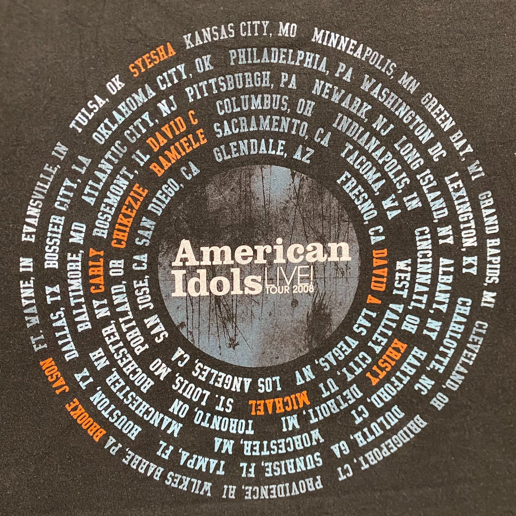 Hanes Vintage Y2K American Idol Live Tour 2008 T-Shirt Reality TV Size US M / EU 48-50 / 2 - 6 Thumbnail