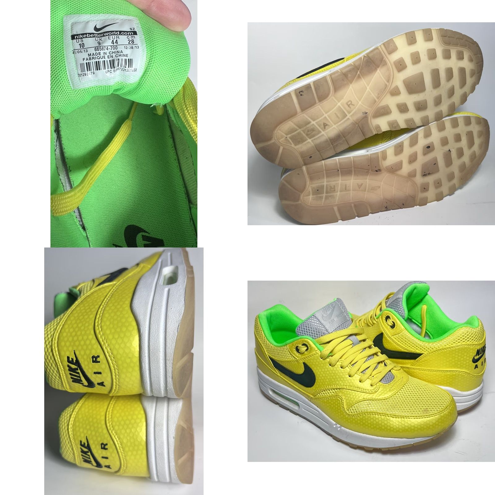 Nike Nike Air Max 1 FB Premium Qs Mercurial Pack VNDS Vibrant Yellow US 10 Nike Air Max 1 Mens Sneakers 2013 Yellow Extra Words Size ONE SIZE - 8 Thumbnail