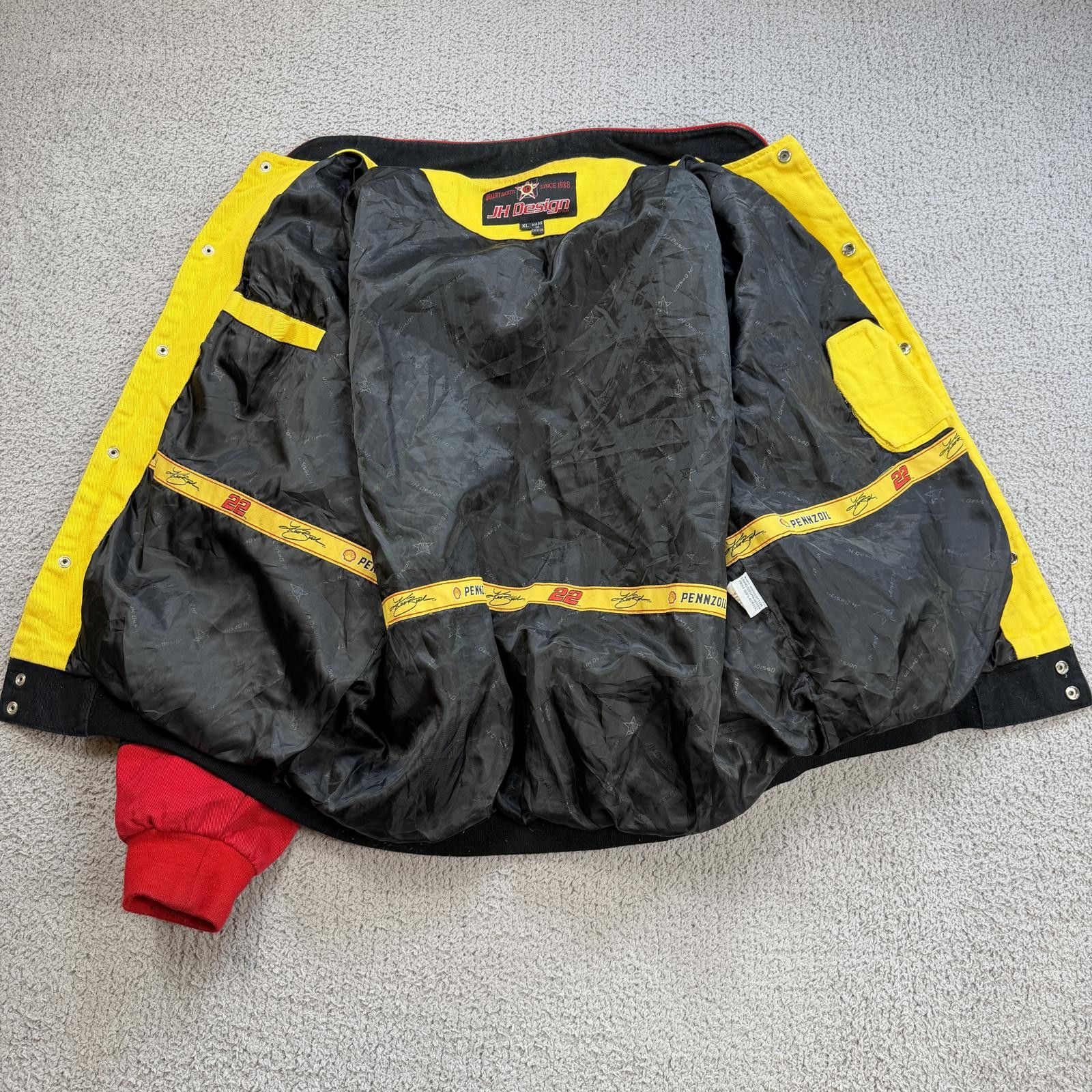 JH Design Vintage Kurt Busch Pennzoil NASCAR Racing Jacket Yellow XL Size US L / EU 52-54 / 3 - 5 Thumbnail