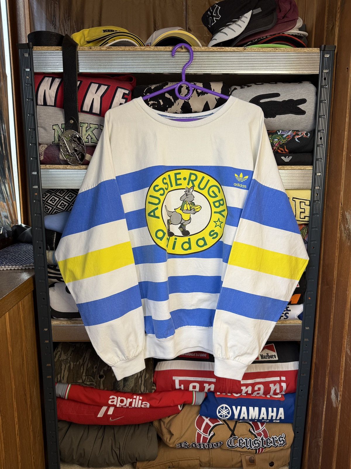 Adidas 80s Crazy Striped Aussie Rugby Long Sleeve Size US XL / EU 56 / 4 - 1 Thumbnail