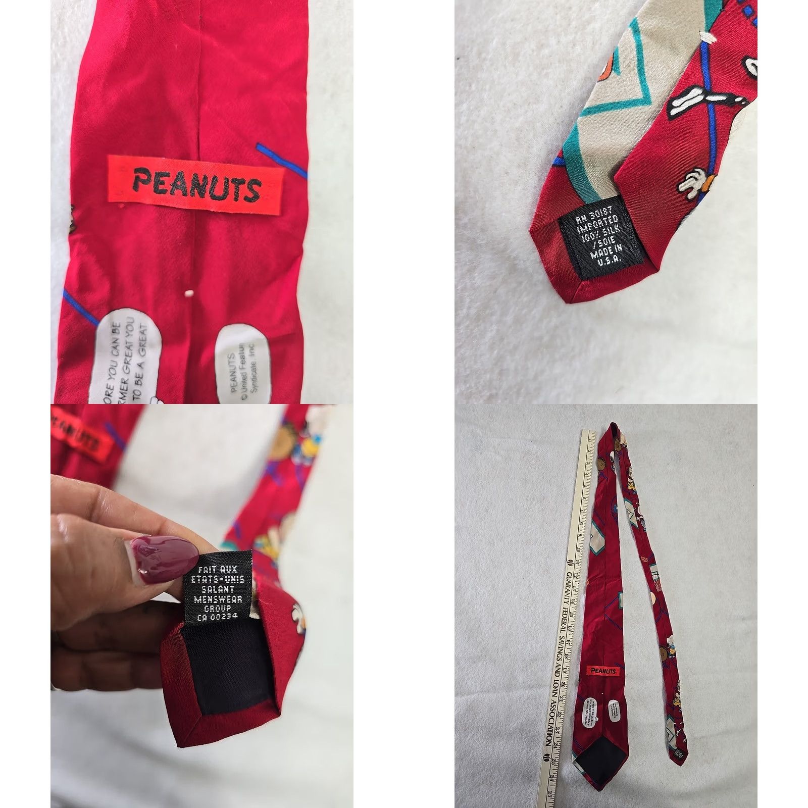 Peanuts Snoopy & Friends PEANUTS Charlie Brown Tie Basketball 100% Silk USA Red Basketball Silk Tie Men Size ONE SIZE - 8 Thumbnail