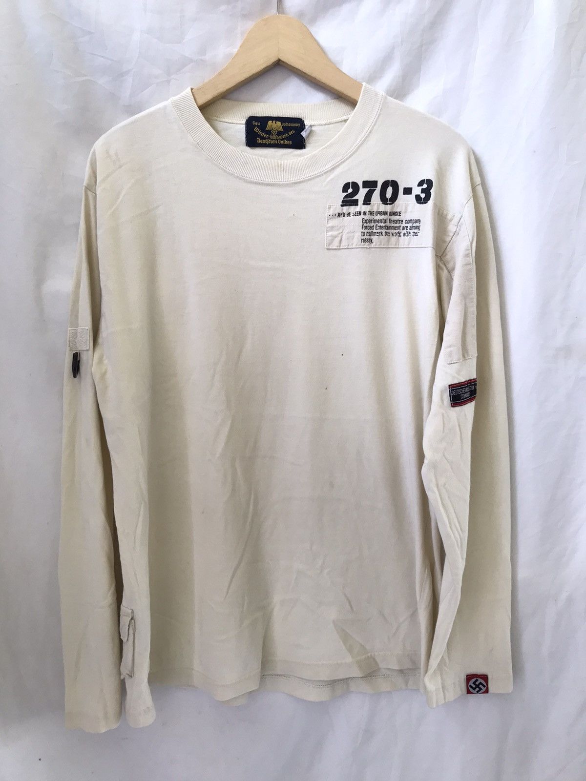 image of Military Planing Japan Nazy Tshirt Kanye West Style in Cream, Men's (Size Medium)