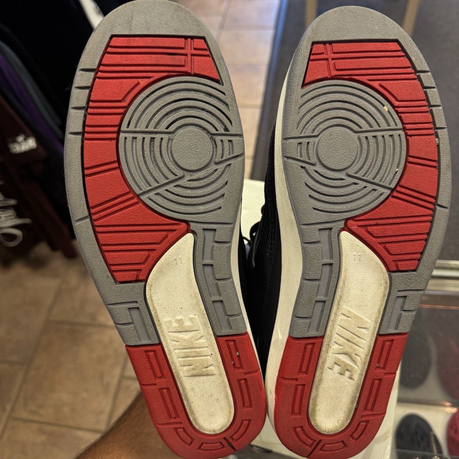 Jordan Brand Size 11-Air Jordan 2 Retro Sneakers Black Cement Gray Red Size US 11 / EU 44 - 6 Thumbnail