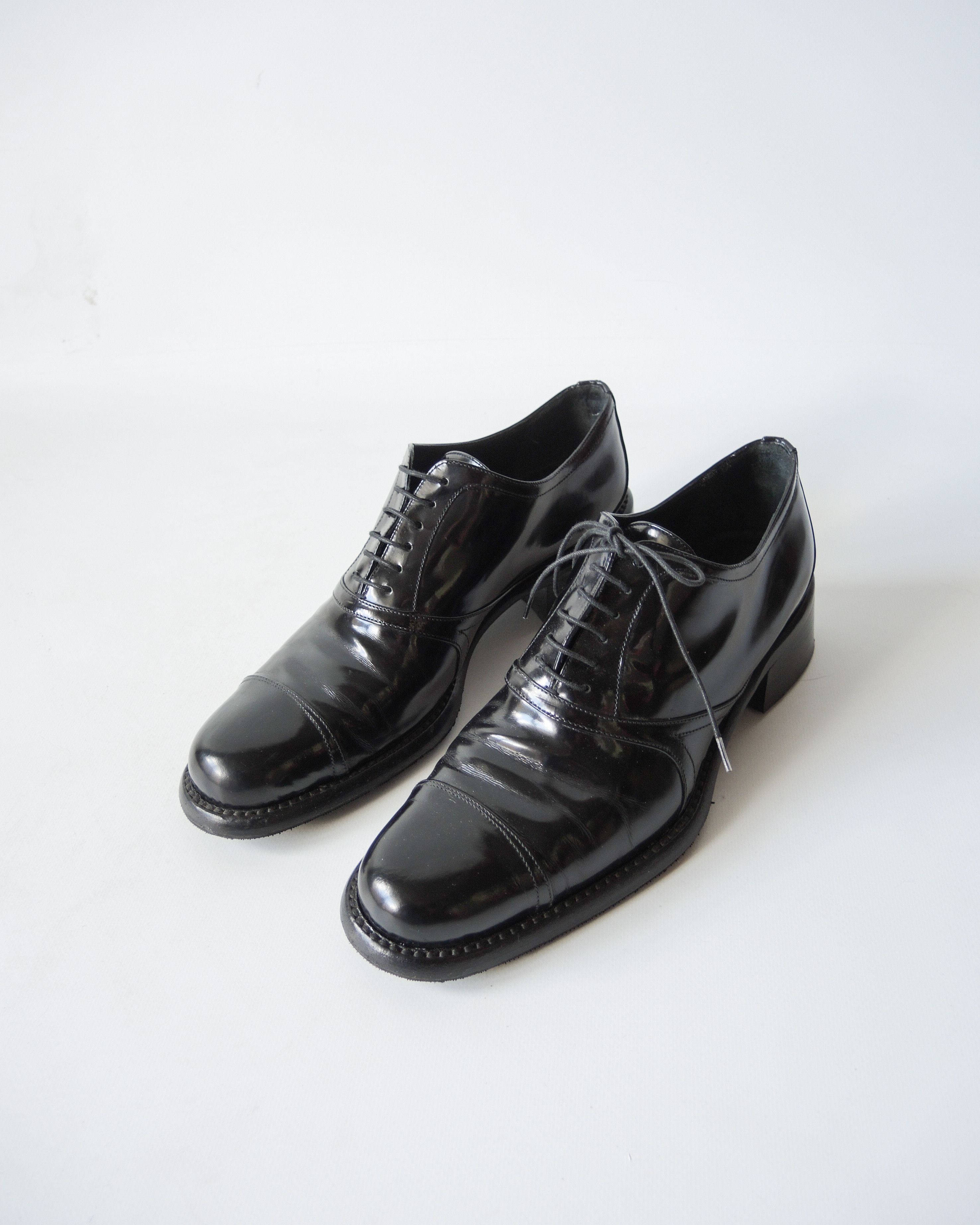 Prada Prada Black Patent Leather Oxford Shoes – Made in Italy Size US 9 / IT 39 - 2 Thumbnail