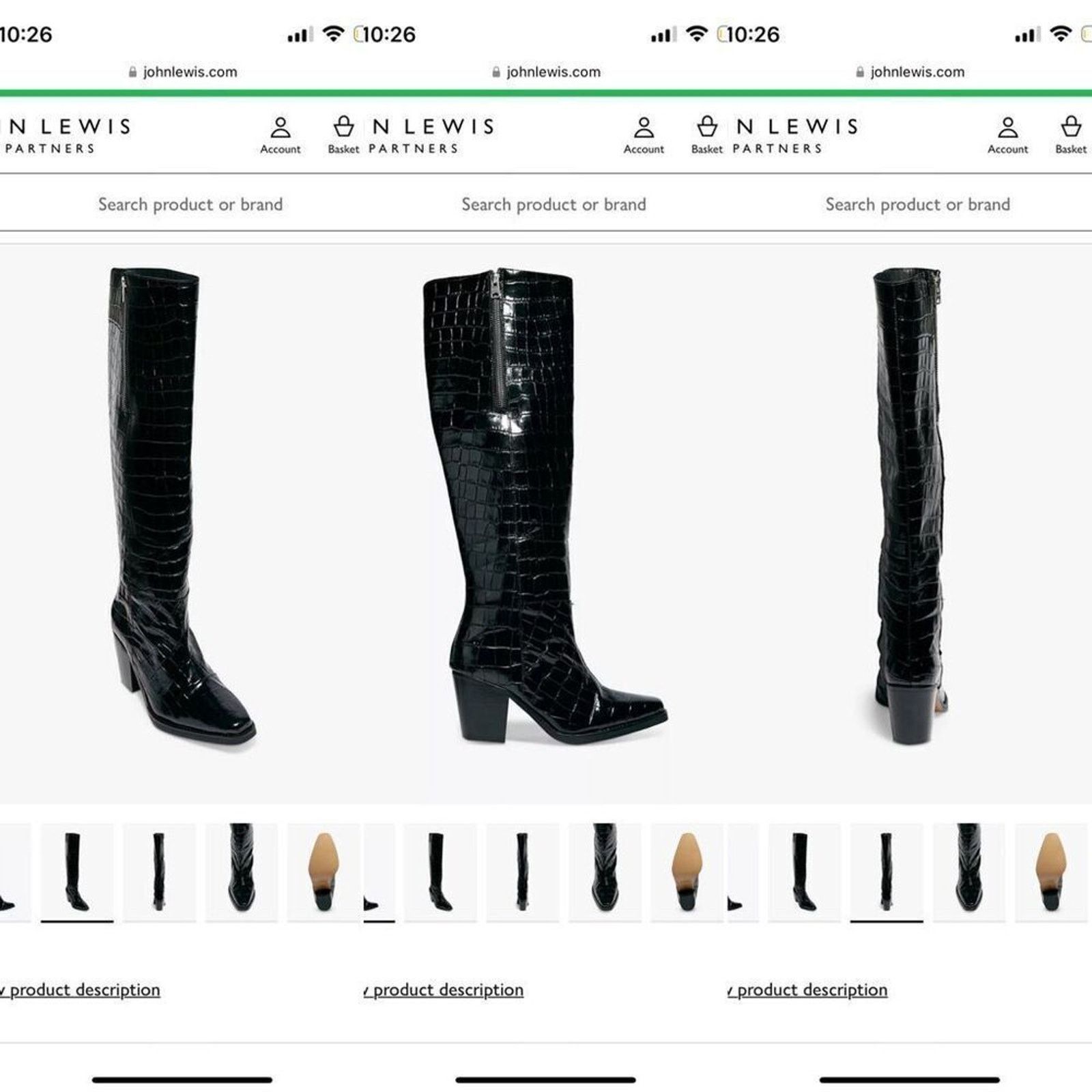Allsaints AllSaints Cohen Knee-High Boots in Croc Emboss | Sz 39 Size US 8.5 / IT 38.5 - 3 Thumbnail