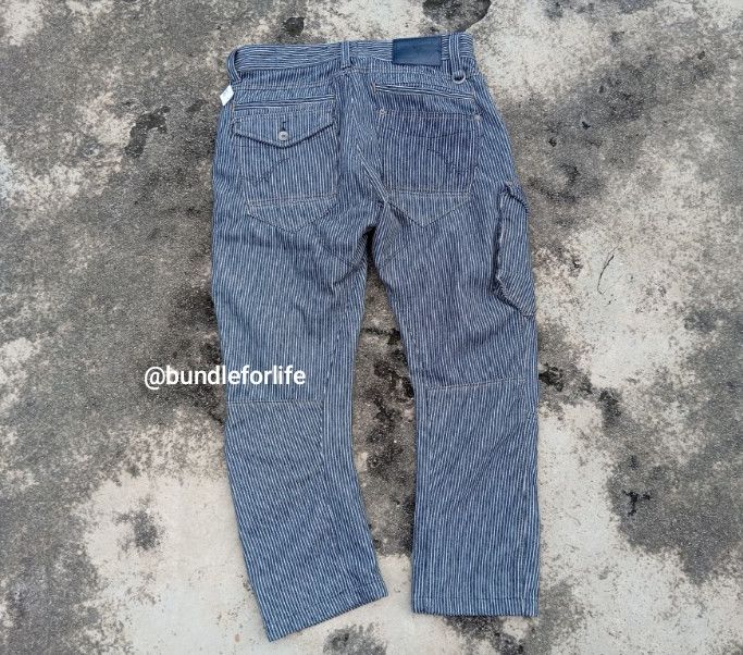Japanese Brand Fieldcore Hickory Cargo Workpants Workwear 👷 Size US 30 / EU 46 - 3 Thumbnail