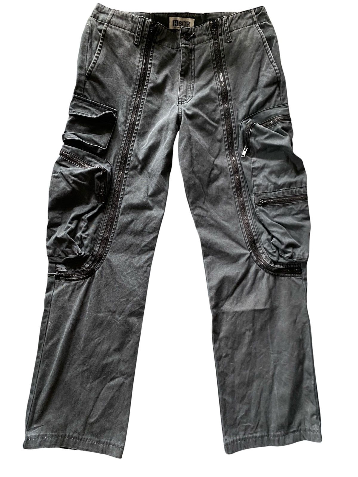 Japanese Brand Vintage Y2K Archive M-Pocket Mesh Venti Cargo Pants Charcoal Size US 34 / EU 50 - 1 Thumbnail