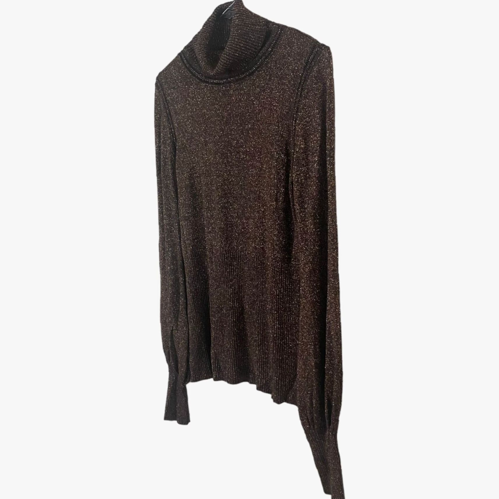 Vintage Kaily K Brown Metallic Thread Turtleneck Sweater Long Sleeve Women’s Large Size L / US 10 / IT 46 - 2 Thumbnail