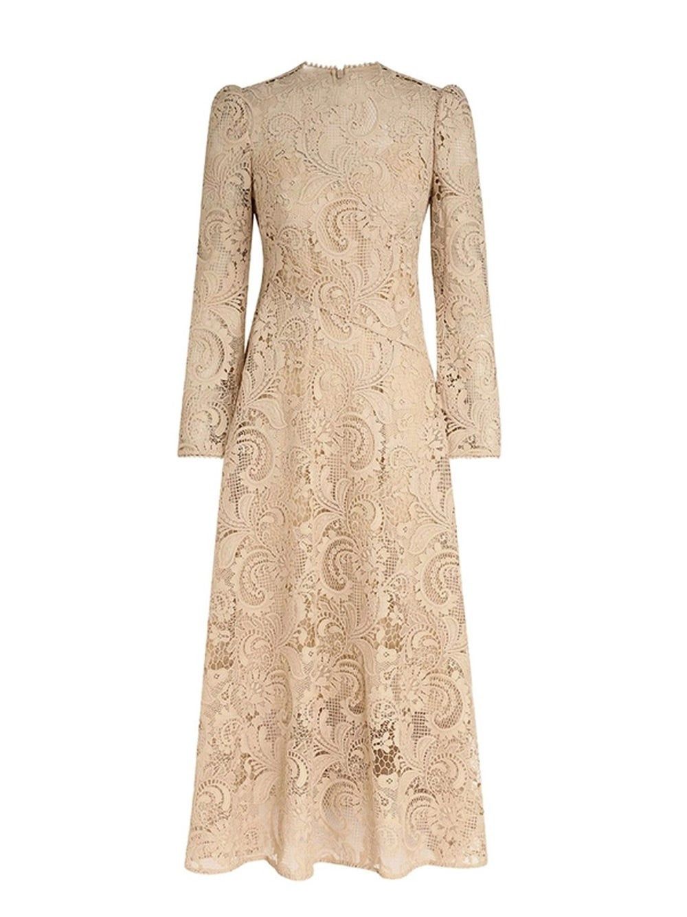 Zimmermann oc11z0525 Waverly Midi Dress in Beige Size M / US 6-8 / IT 42-44 - 2 Thumbnail