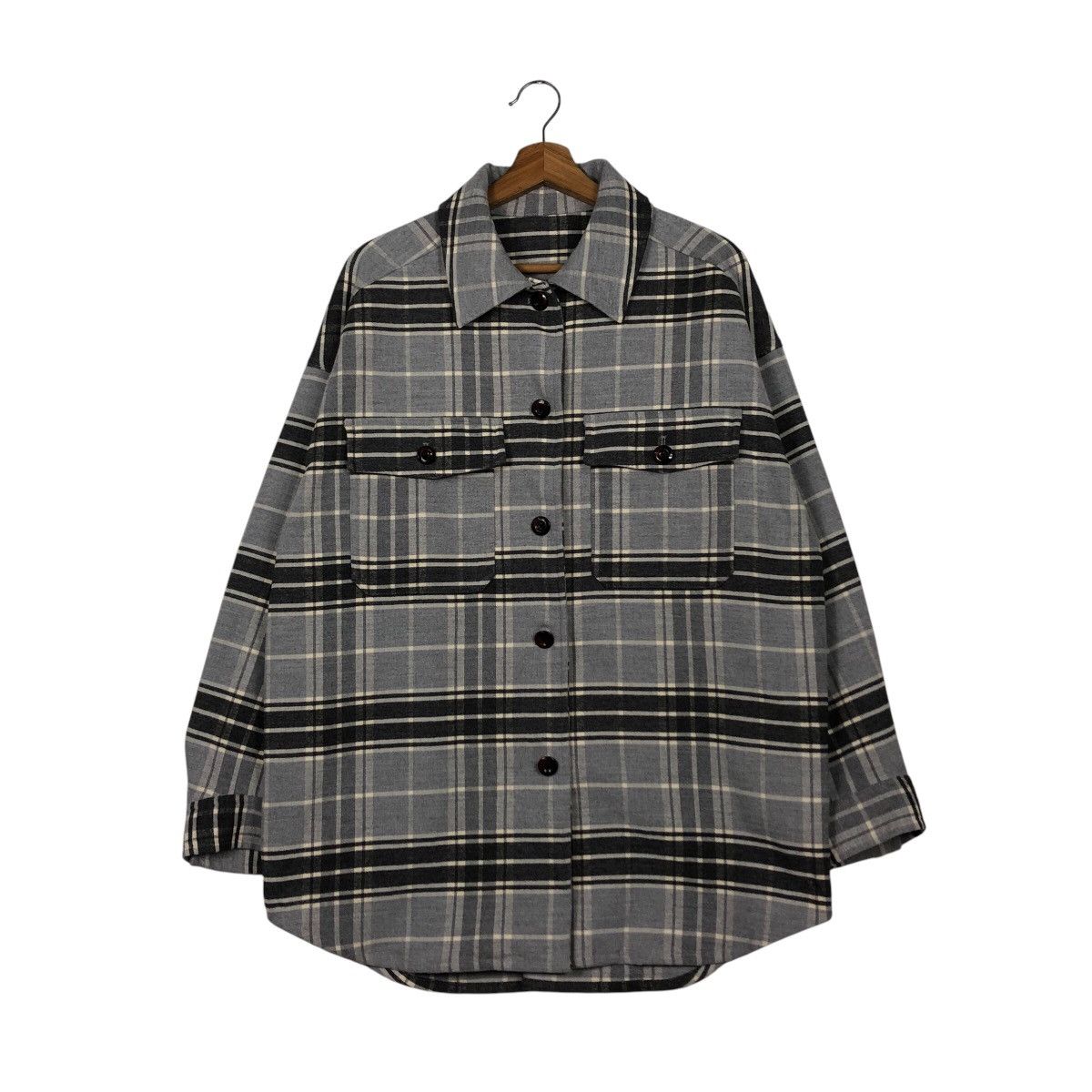 Japanese Brand × Vintage 📌Vintage Wool Button Jacket GU Japan Tartan Issey Miyake Size US L / EU 52-54 / 3 - 2 Thumbnail