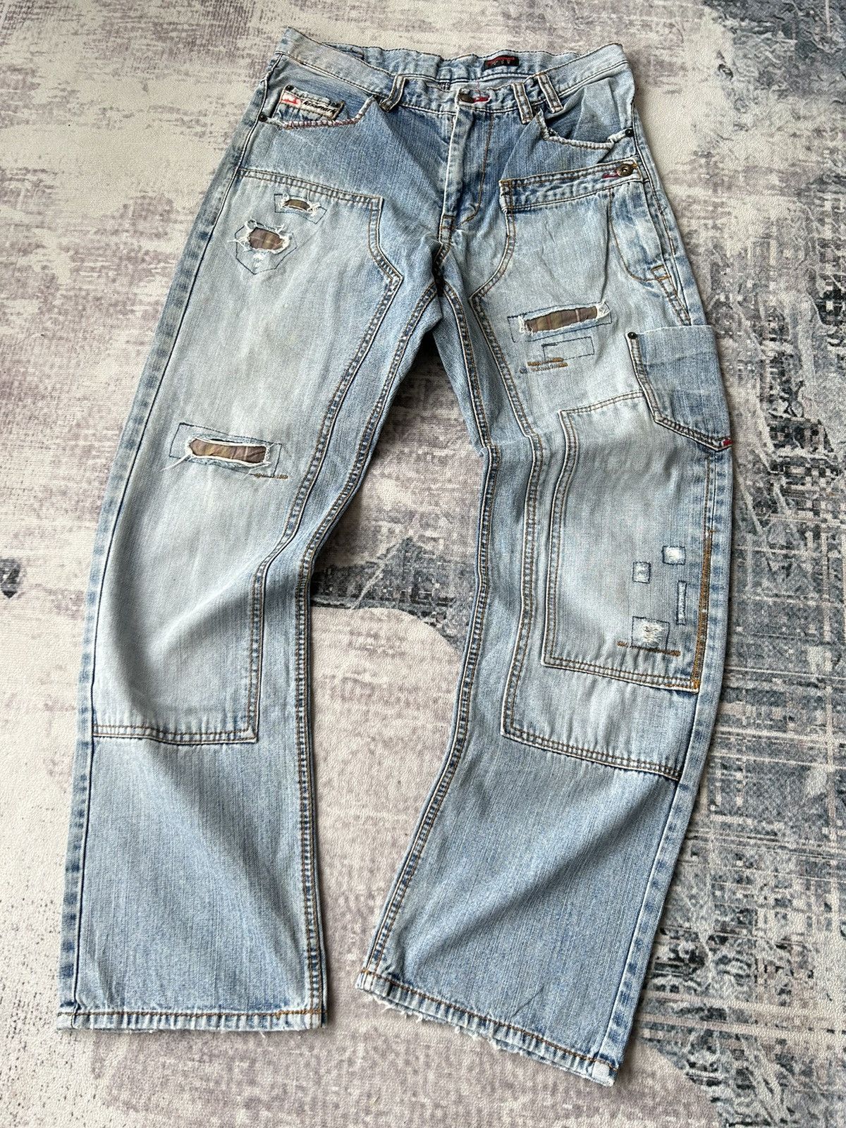 image of 20471120 x If Six Was Nine Double Knee Distressed Design By Kissmark in Denim, Men's (Size 31)
