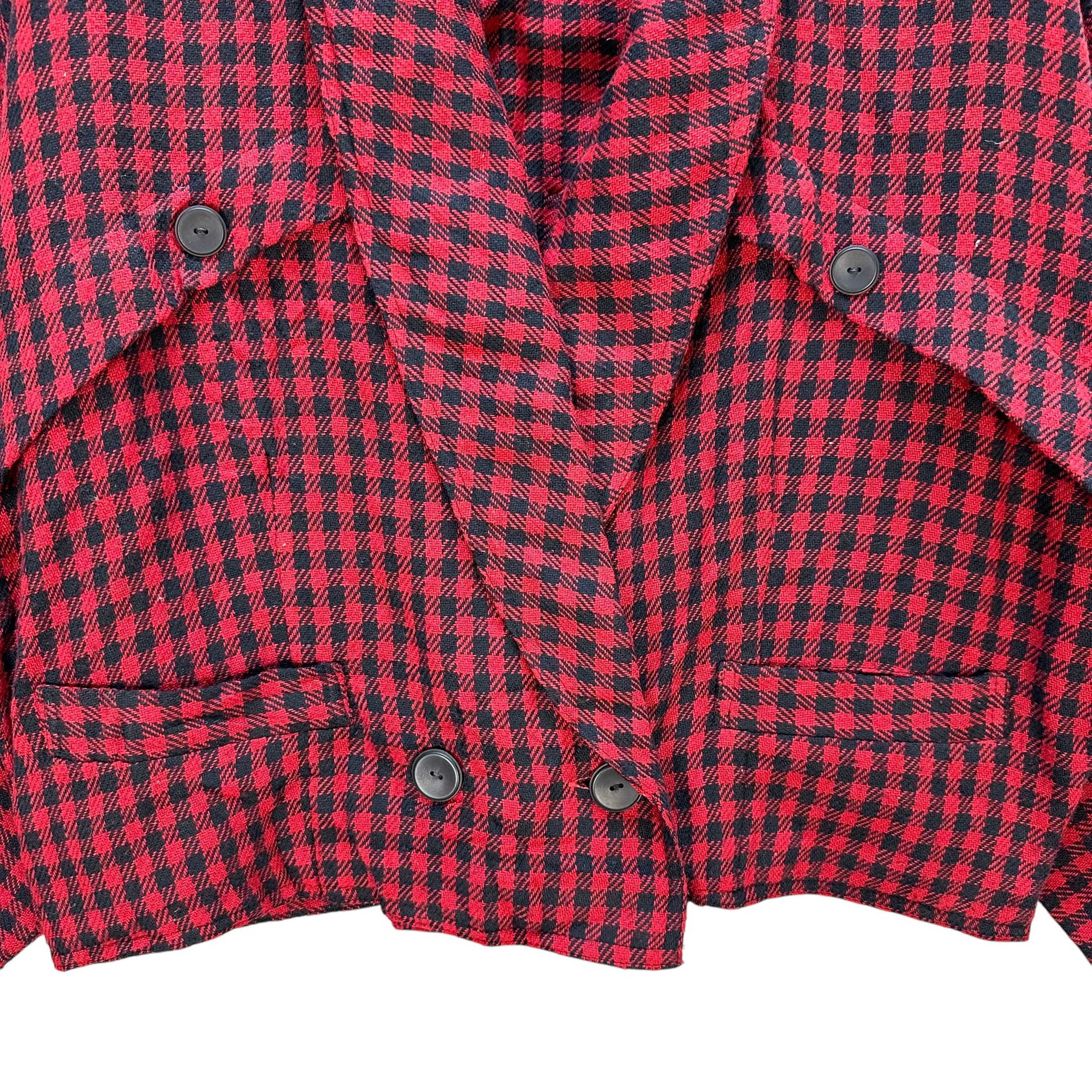 Vintage Vintage 90's PASTEL HOUSE Red Checked Crop Jacket #A71-1727 Size M / US 6-8 / IT 42-44 - 3 Thumbnail