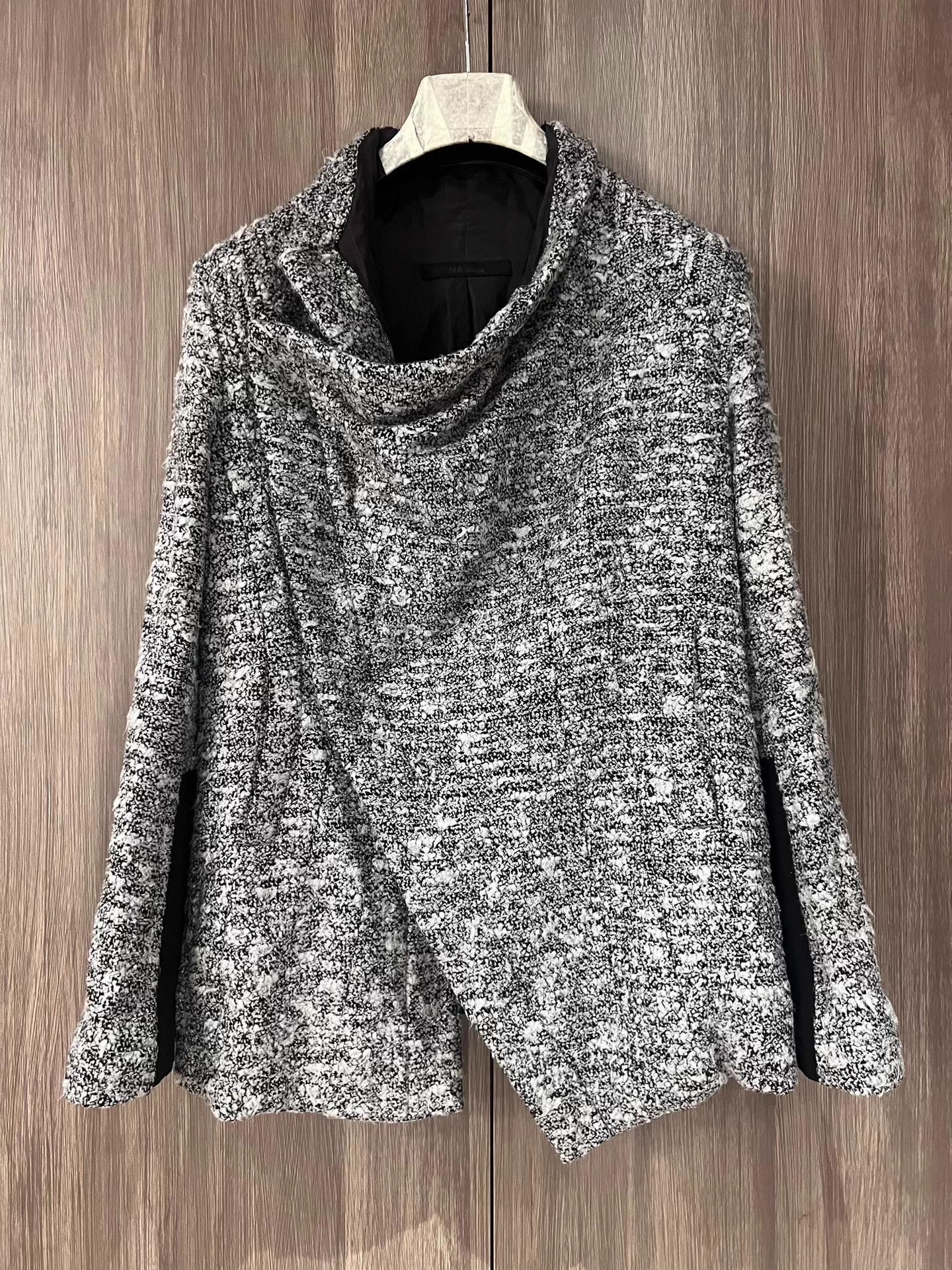 Julius MA Julius 7 Grey Wool Blend Knit Jacquard Coat Size US M / EU 48-50 / 2 - 4 Thumbnail