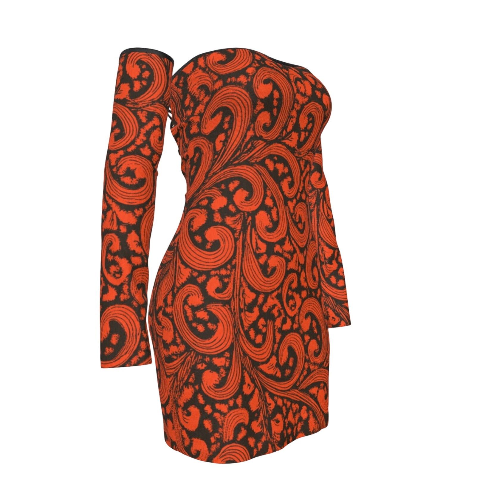 Other FullbreedCustom Print Women's shoulder Back Lace-up Dress Size M / US 6-8 / IT 42-44 - 3 Thumbnail