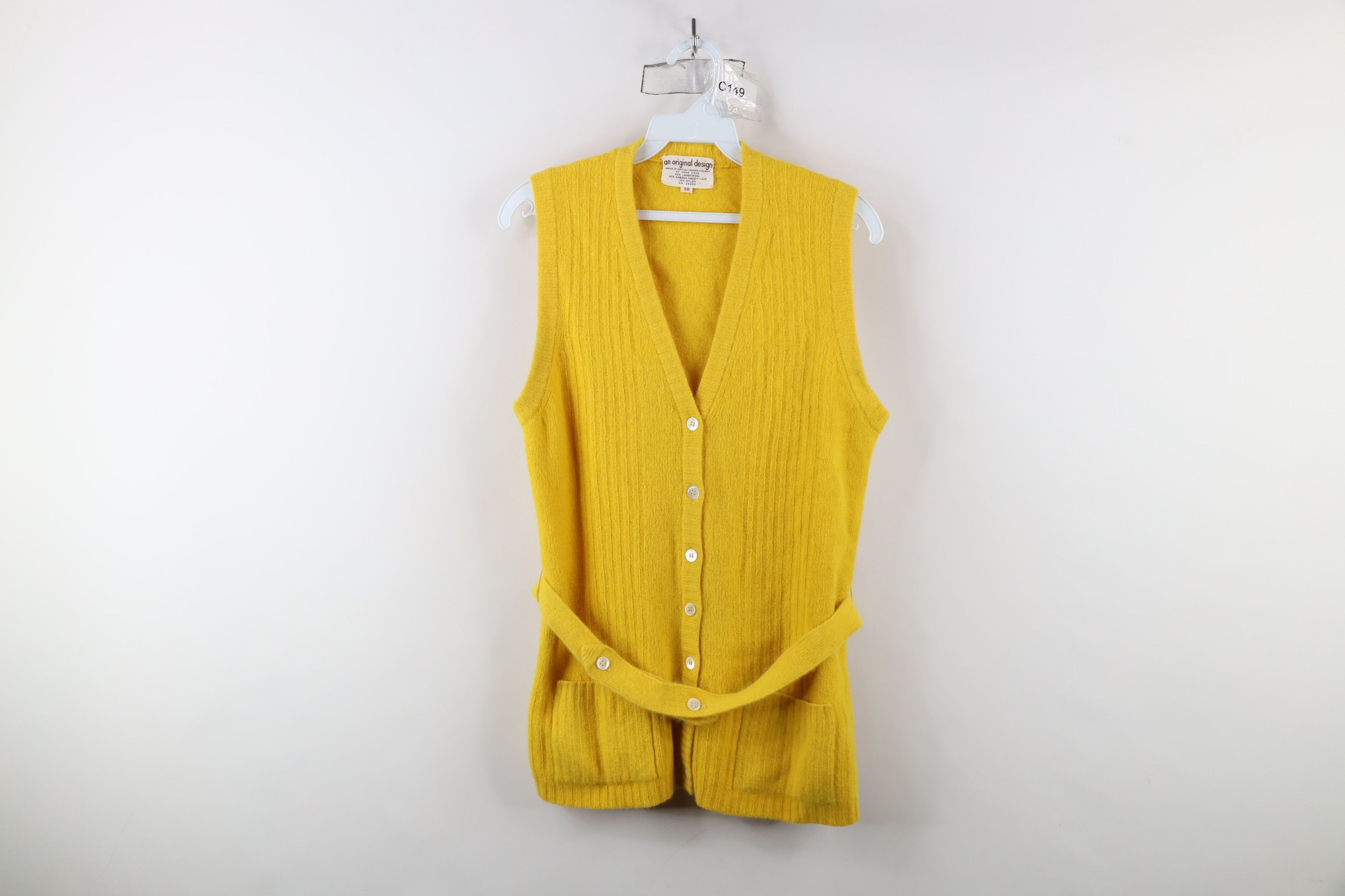 Vintage 60s Streetwear Lambswool Knit Sweater Vest Yellow - Main Image
