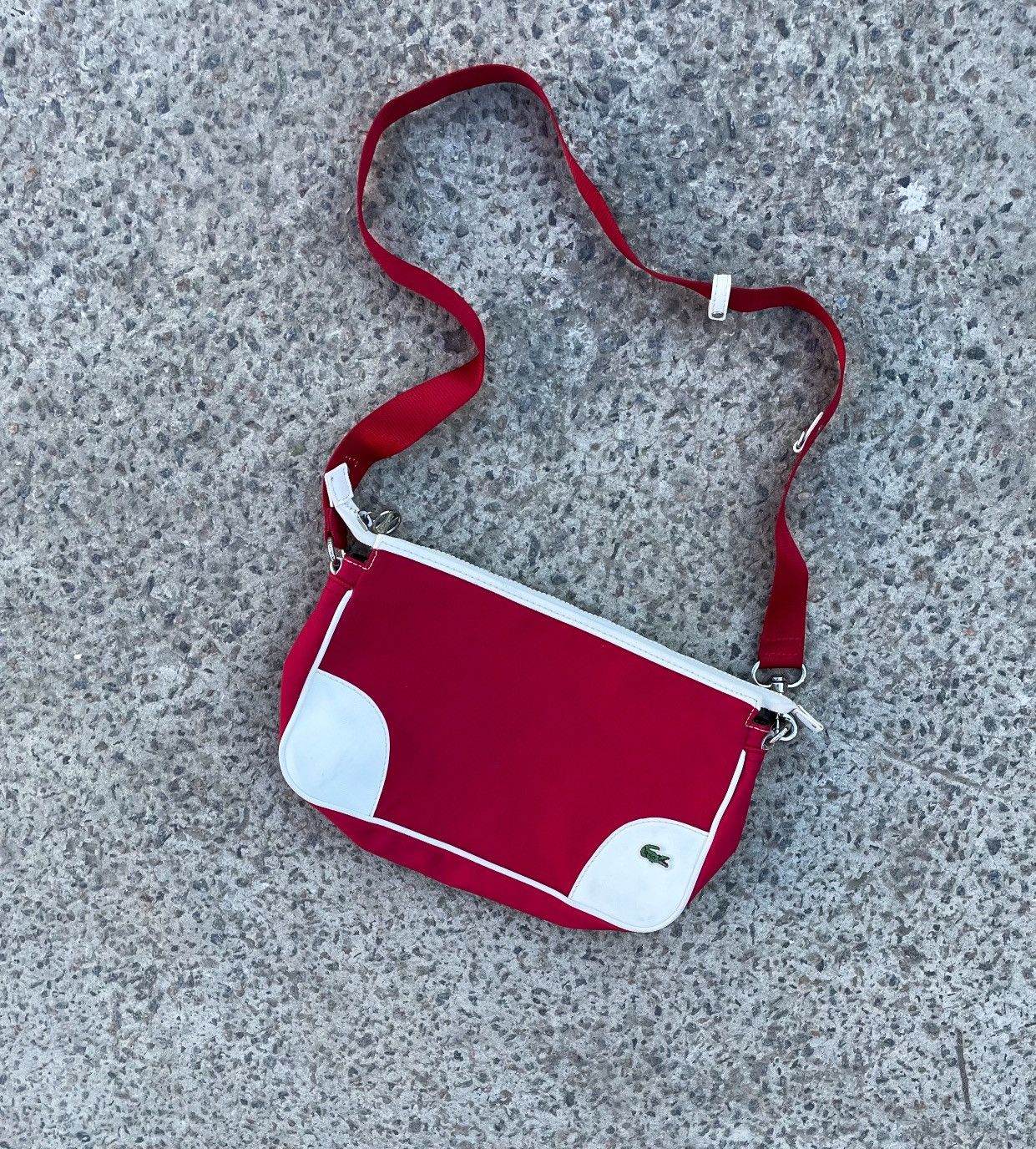 Vintage Slim Shoulder Messenger Bag Logo Y2K Drip in Red, Men's