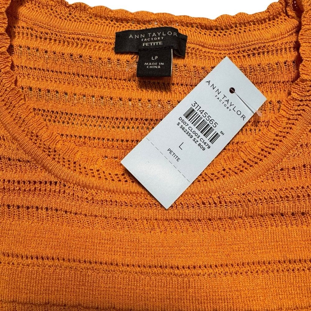 Ann Taylor NWT New Ann Taylor Orange Knit Peplum Short Sleeve Top Size Size L / US 10 / IT 46 - 7 Thumbnail