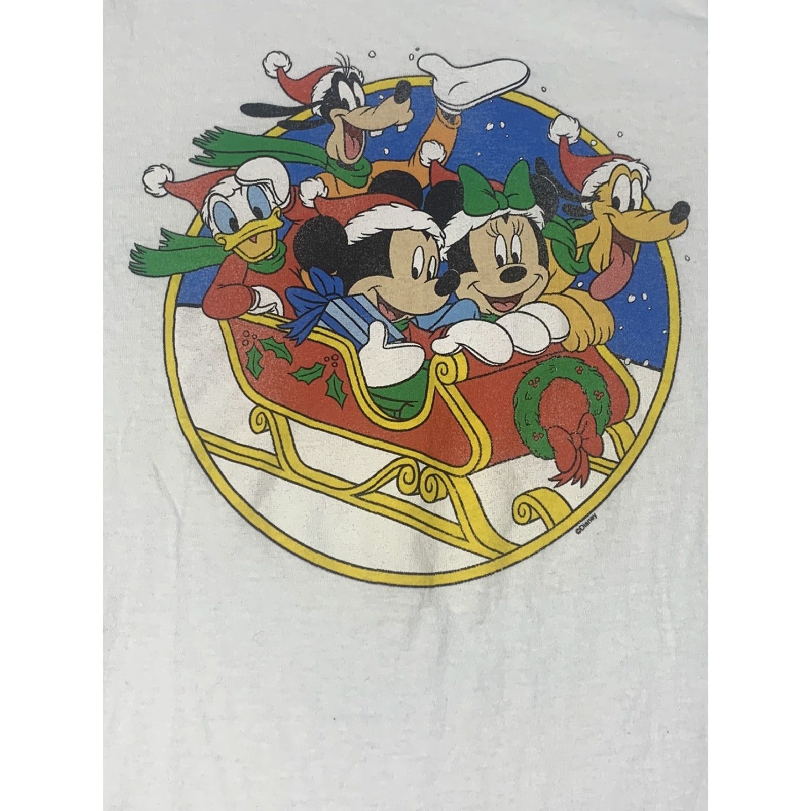 Vintage Mickey & Friends White Christmas T Shirt S Womens Crew Neck Short Sleeve 100% Cotton Gilden Graphic Print"} Size S / US 4 / IT 40 - 2 Thumbnail