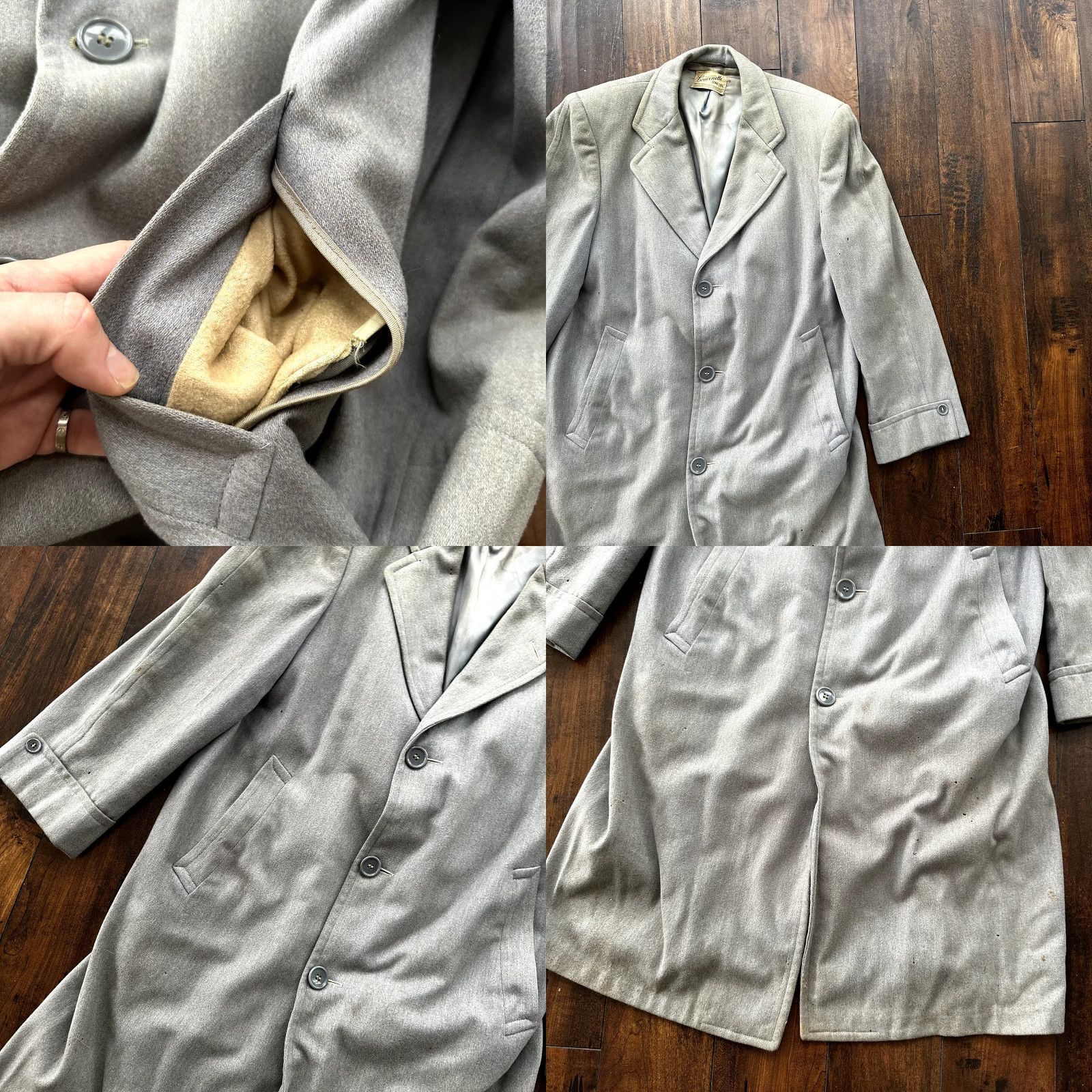 Vintage VINTAGE Cravenette Trench Coat Wool Gray Long 40 Men Regular Size 40 Jacket 1940s 1950s WWII Era Formal Professional Men’s Coat Size US XXS / EU 40 - 8 Thumbnail