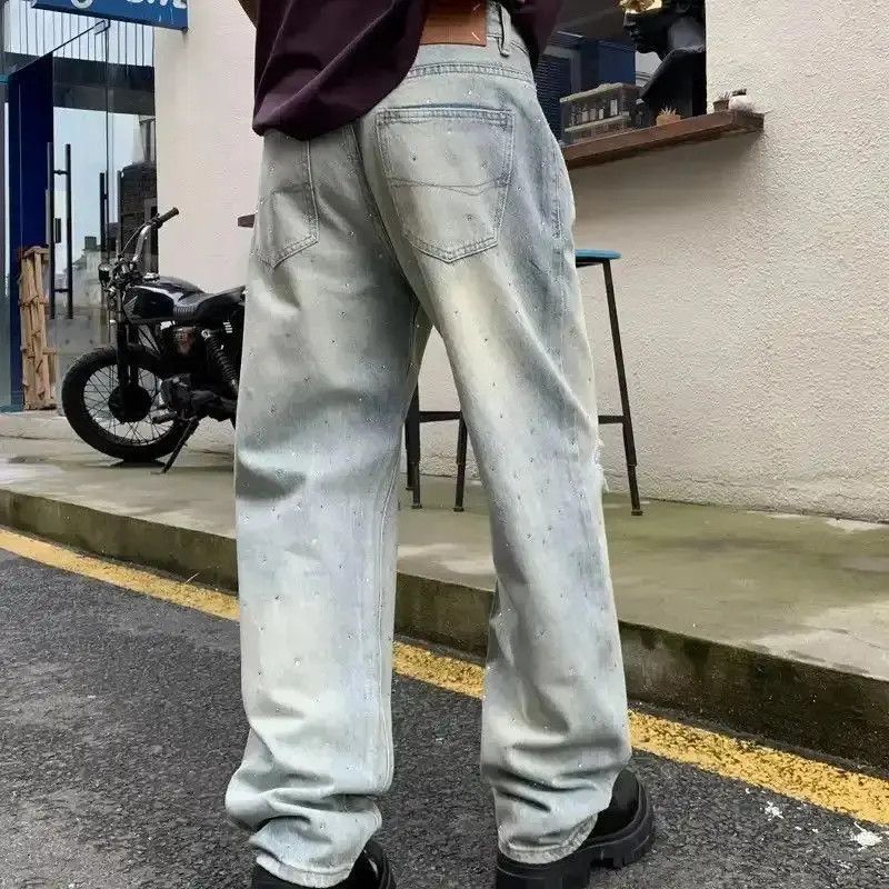 Japanese Brand Ripped On Knee Baggy Jeans Vintage Blue Full Crystal Printed Size US 32 / EU 48 - 5 Thumbnail