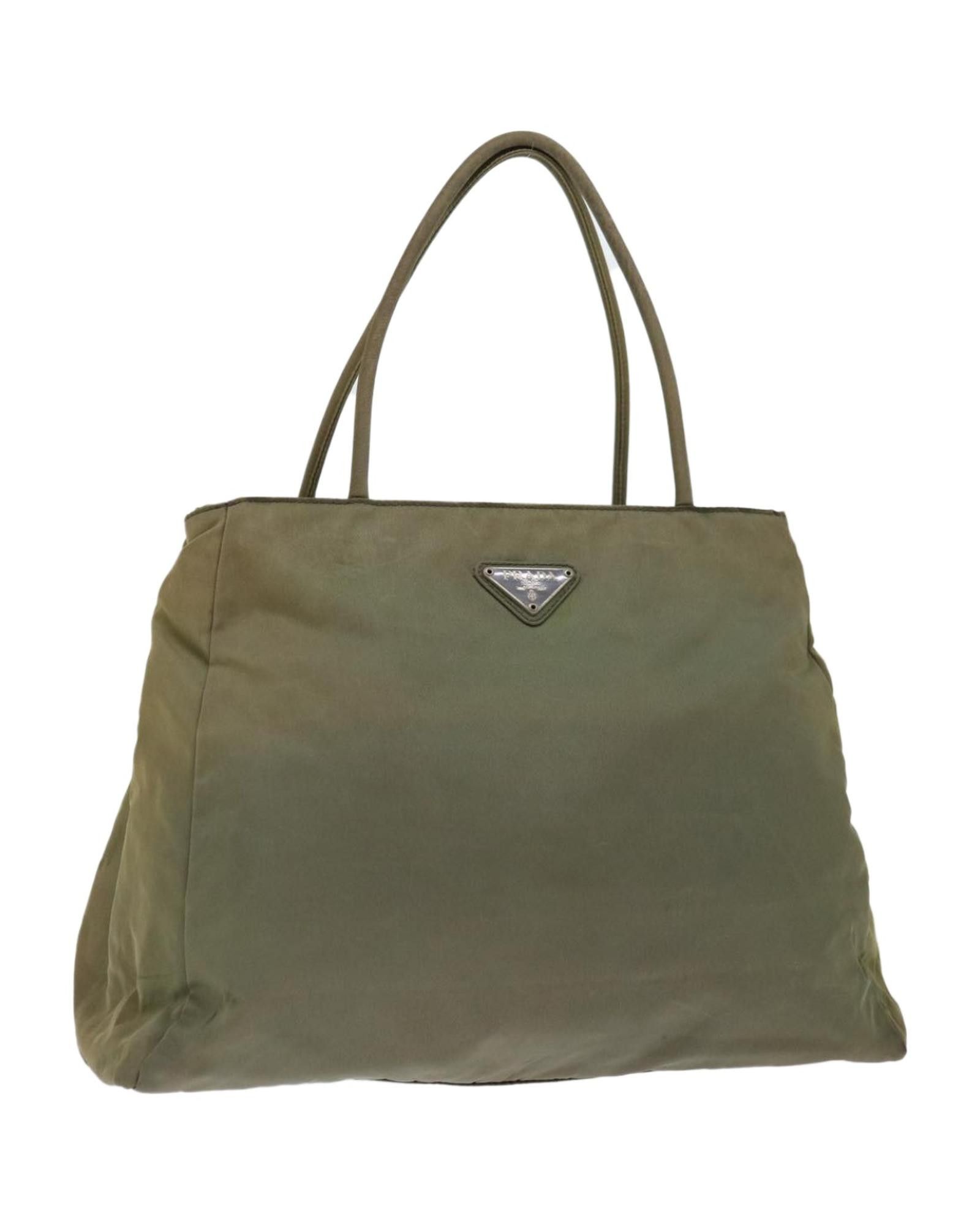 image of Prada Nylon Designer Handbag - Elegant Khaki Color, Women's