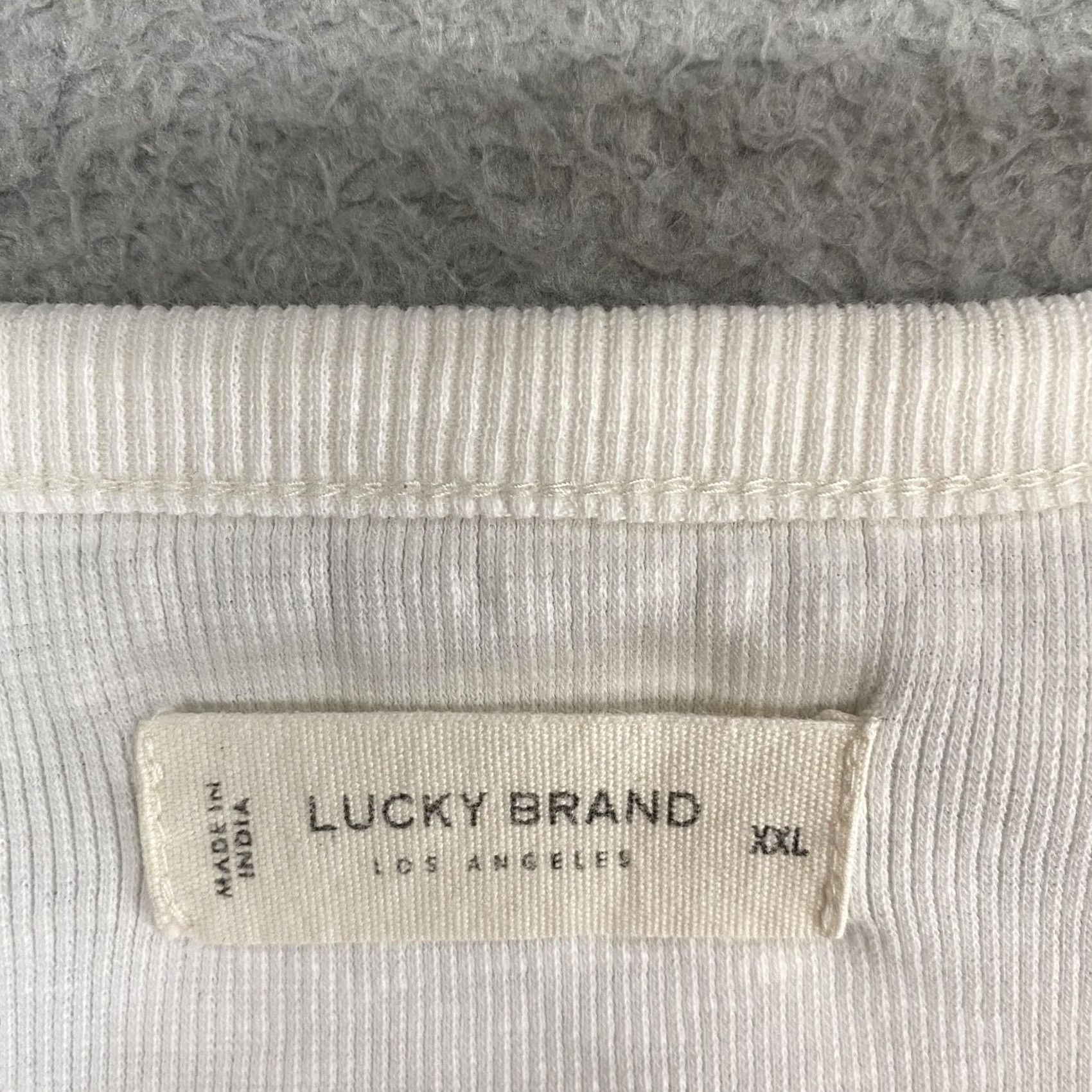 Lucky Brand Lucky Brand Henley Shirt Womens XXL White Crochet Lace Long Sleeve Boho Top Size XXL / US 16-18 / IT 52-54 - 6 Thumbnail