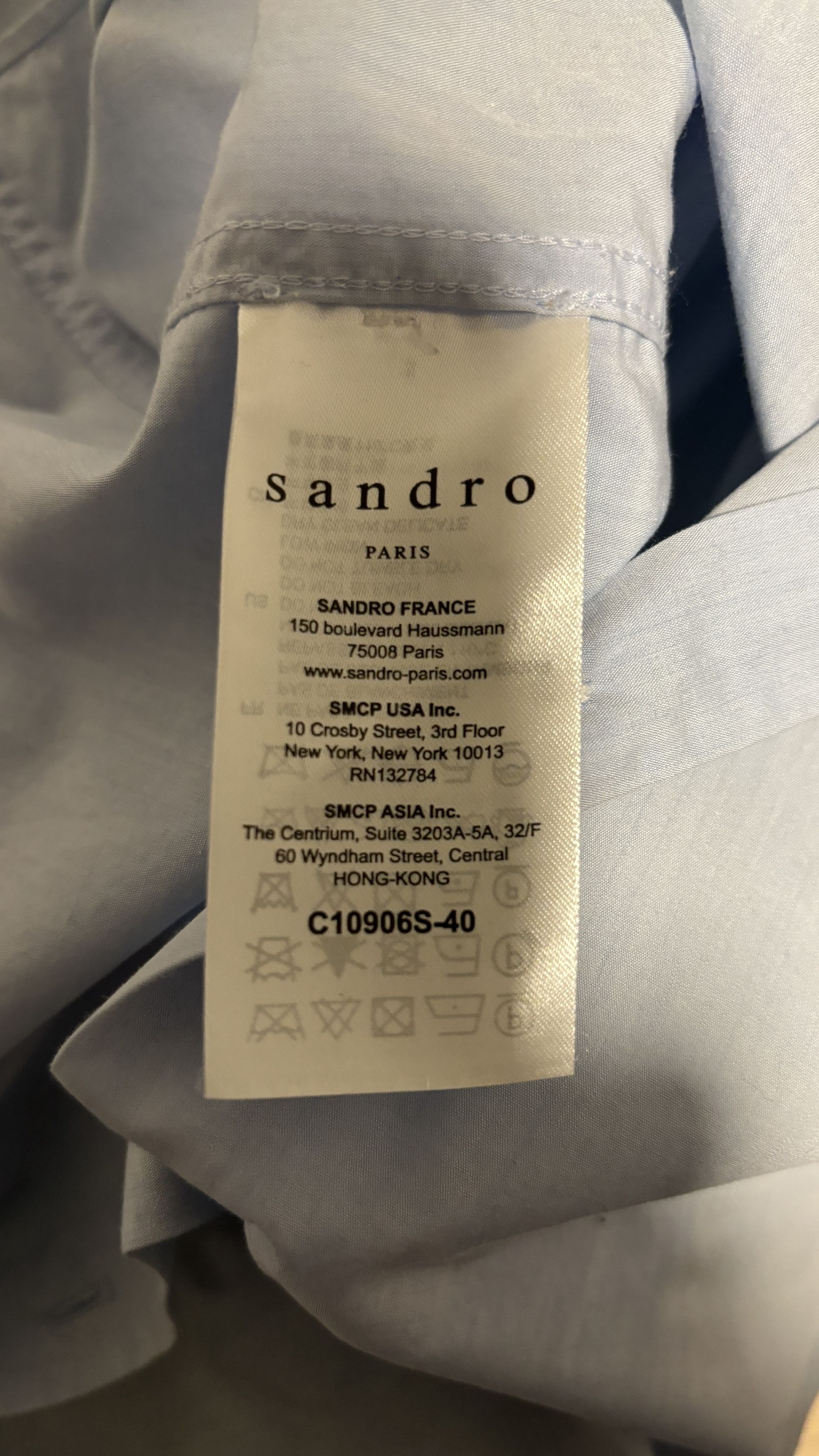 Sandro Blue Contrast Collar Button Up Shirt Size Medium Size US M / EU 48-50 / 2 - 8 Thumbnail