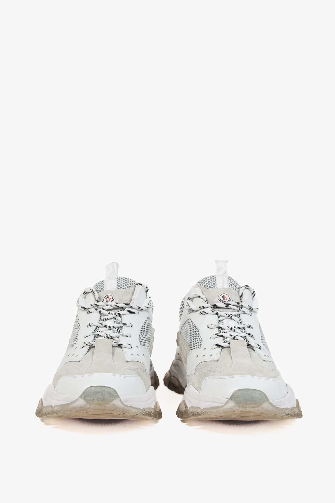 Moncler Moncler Leave No Trace Leather Suede Mesh Sneaker in White Size US 11 / EU 44 - 2 Thumbnail