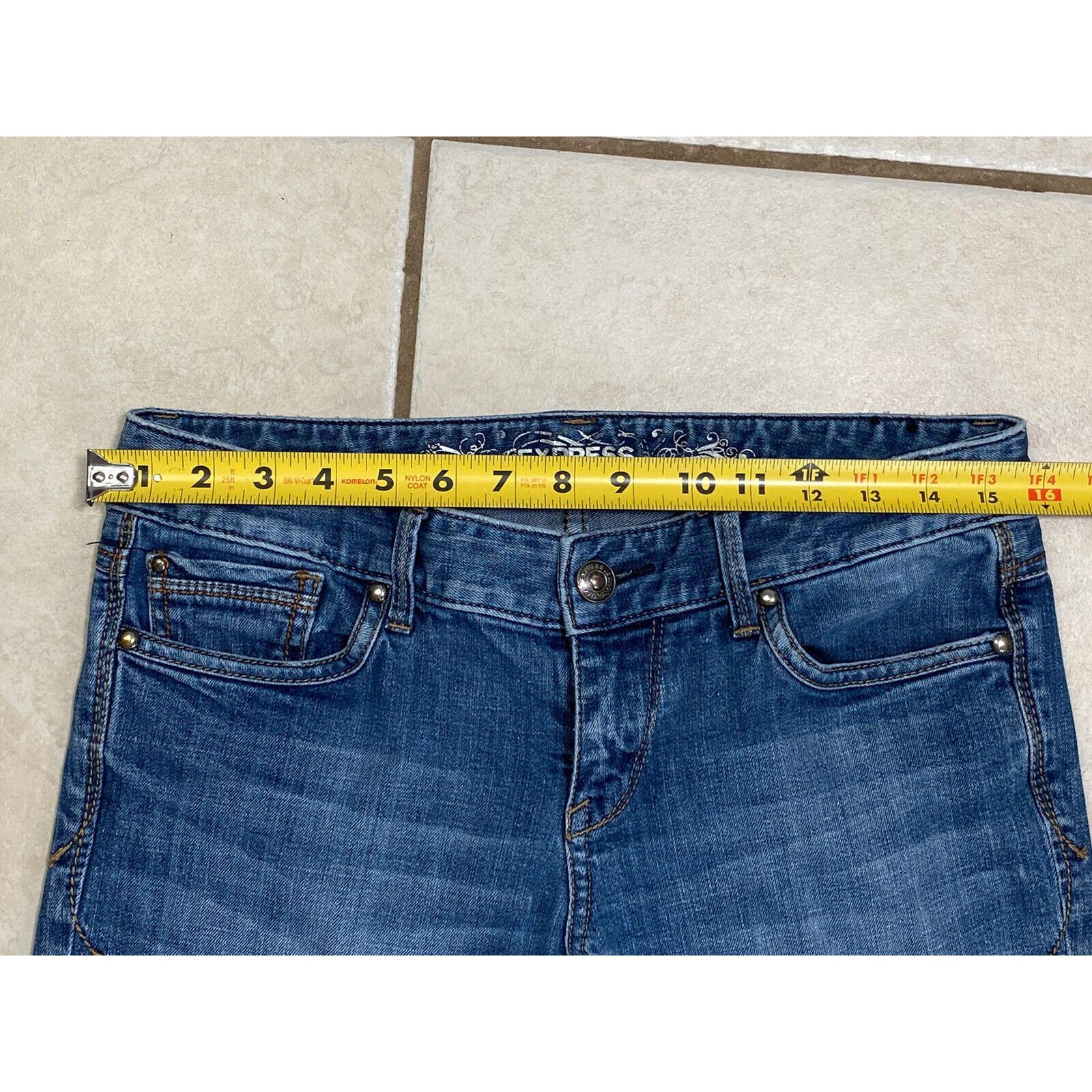 Express Express Jeans Size 6 Boot Cut Dark Wash Blue Denim Y2K Size 28" / US 6 / IT 42 - 9 Thumbnail