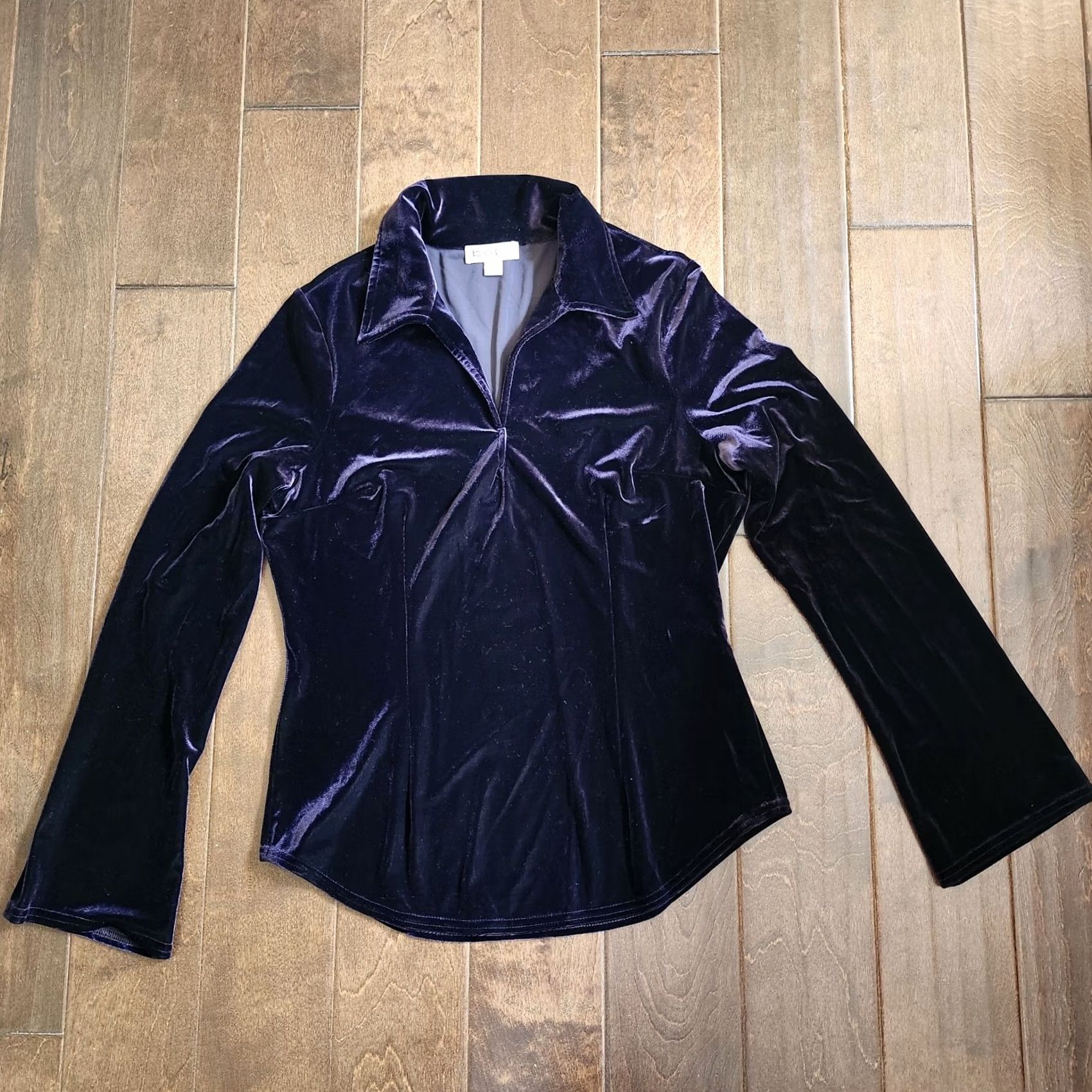 Bebe Bebe San Francisco Women's Velvet Purple Long Sleeve Blouse - Size L Size L / US 10 / IT 46 - 2 Thumbnail
