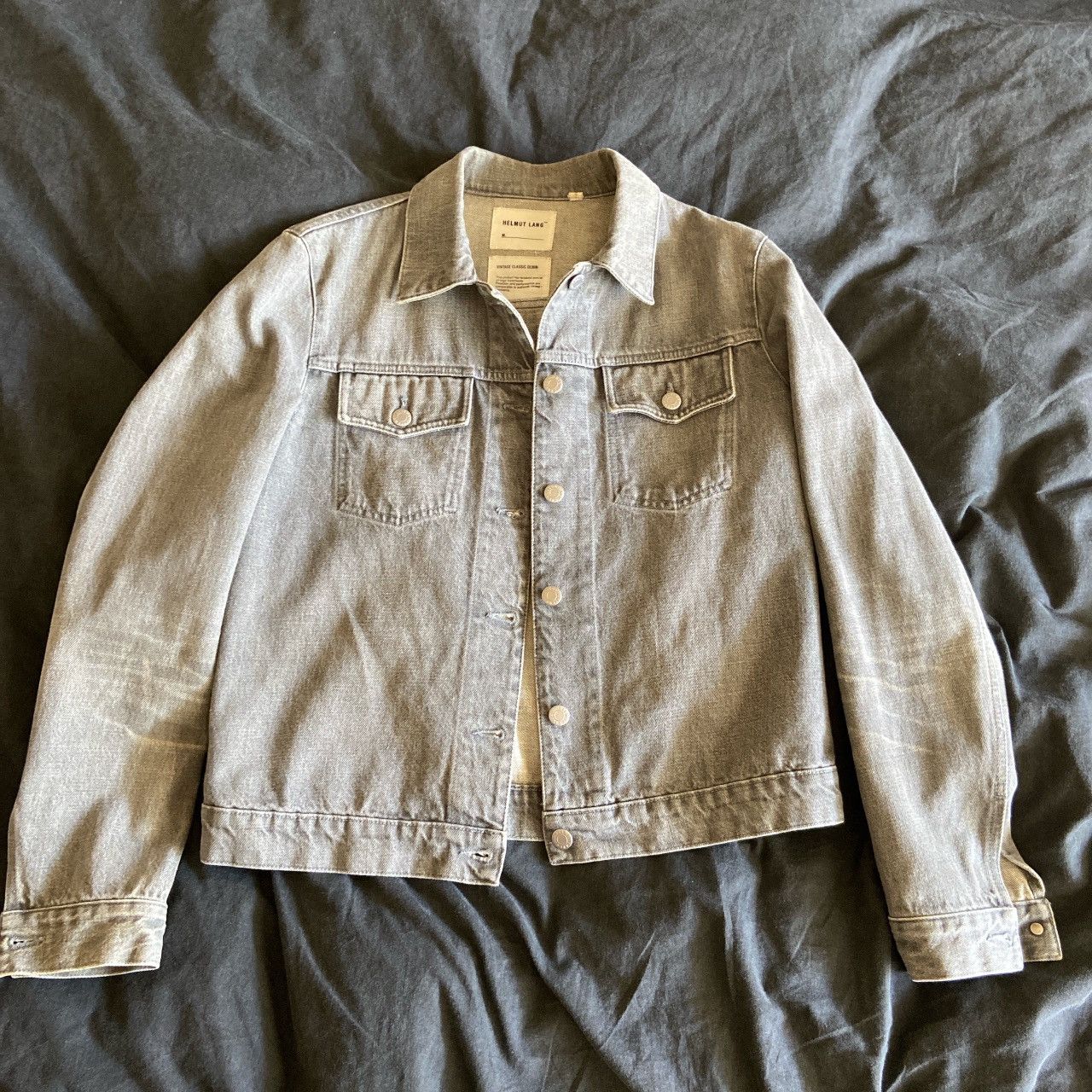 image of 2000S Helmut Lang Denim Jacket in Grey, Men's (Size Small)