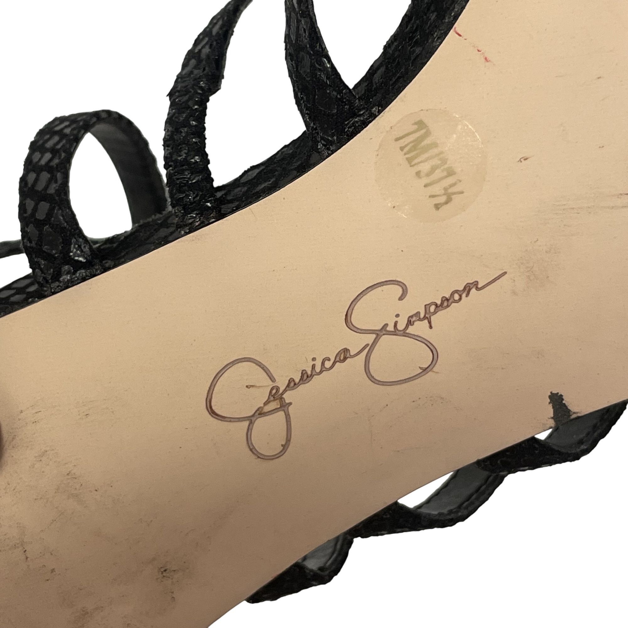 Jessica Simpson Jessica Simpson Zelta Snakeskin Print STRAPPY Open Toe Heels Size US 7 / IT 37 - 11 Thumbnail