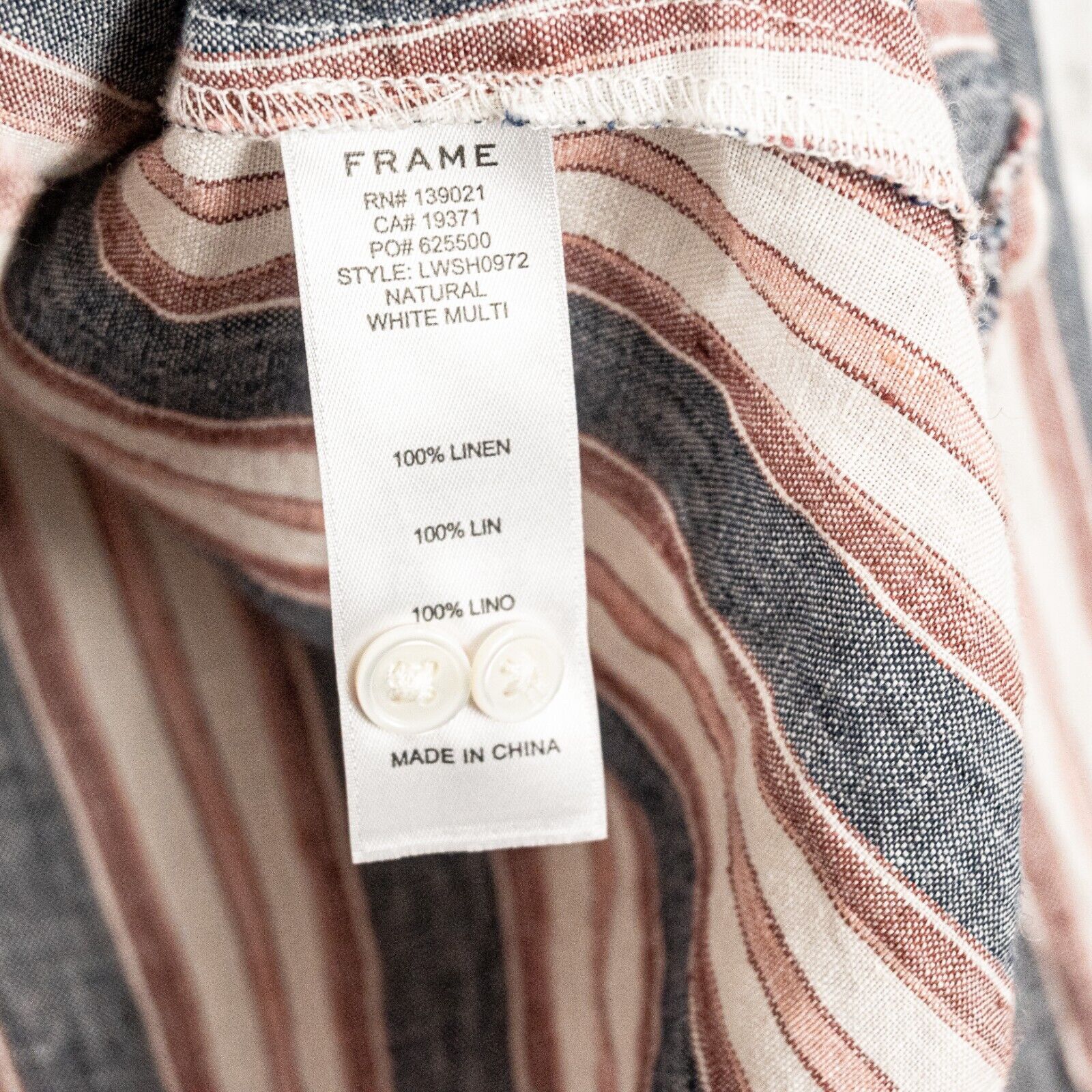 Frame FRAME Natural White Multi Stripe Linen Bib Shirt Blouse Size S / US 4 / IT 40 - 6 Thumbnail