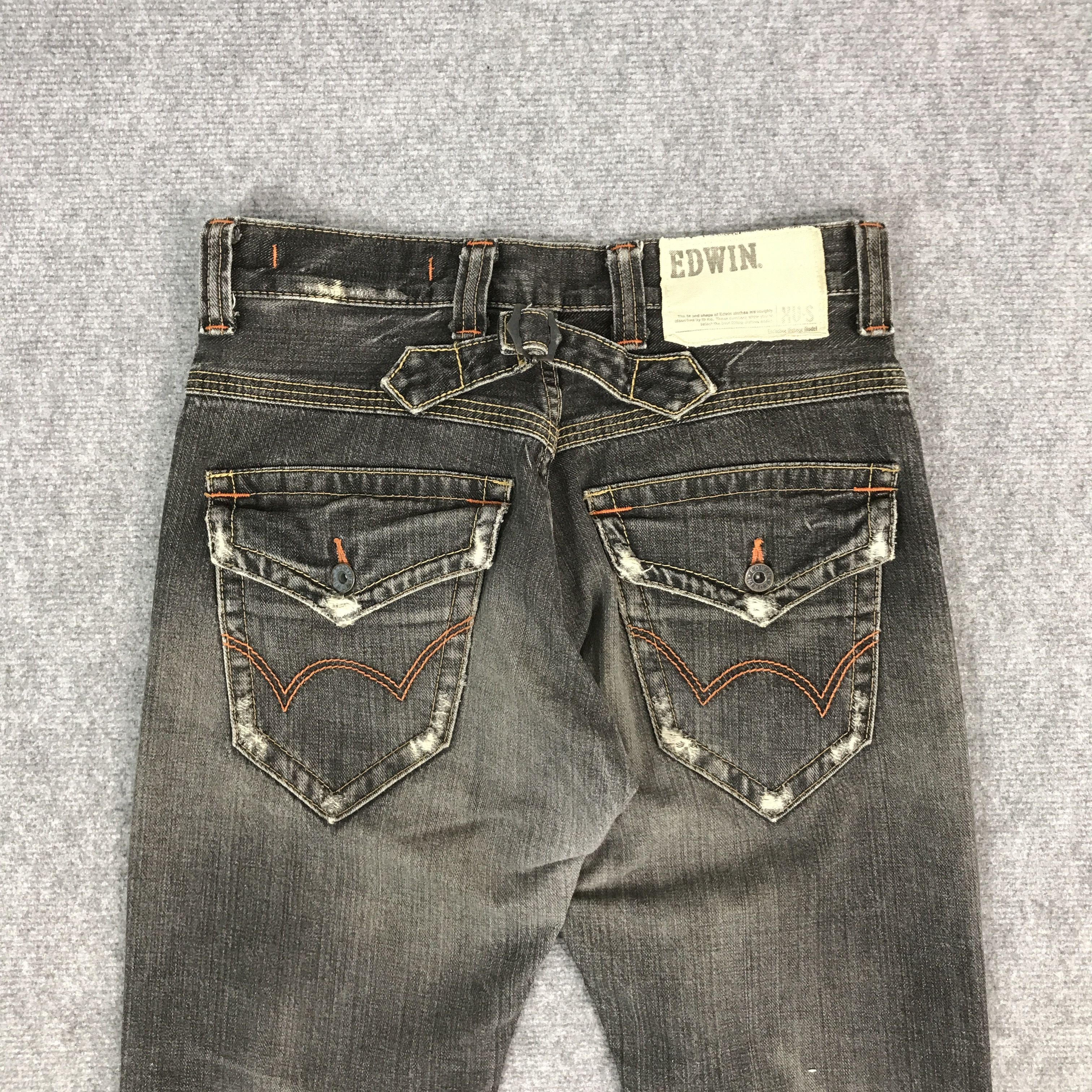 Japanese Brand EDWIN DISTRESSED BLACK DENIM PANTS Size US 28 / EU 44 - 5 Thumbnail