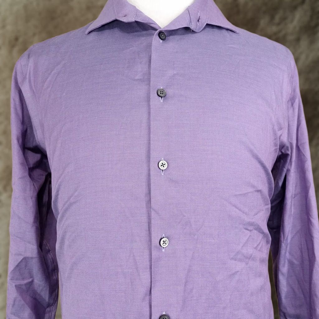 Vintage Awearness Kenneth Cole Dress Shirt Mens 16.5 34/35 Slim Fit Purple Non-Iron Size 46R - 1 Thumbnail