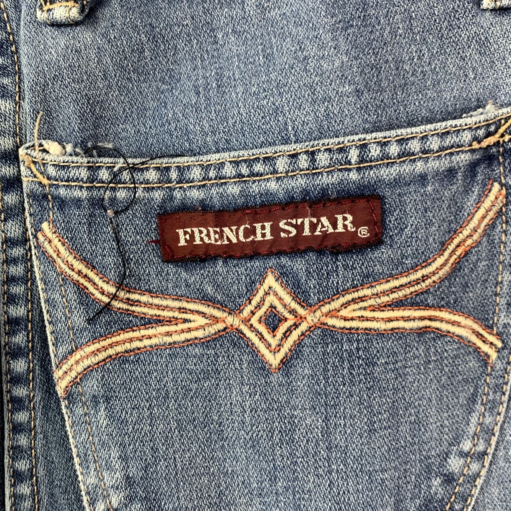 Vintage VINTAGE French Star Womens Jeans High Rise Straight Leg 24" Waist Blue 1970s Denim Jeans Mens Womens Size 42" / US 20 - 7 Thumbnail