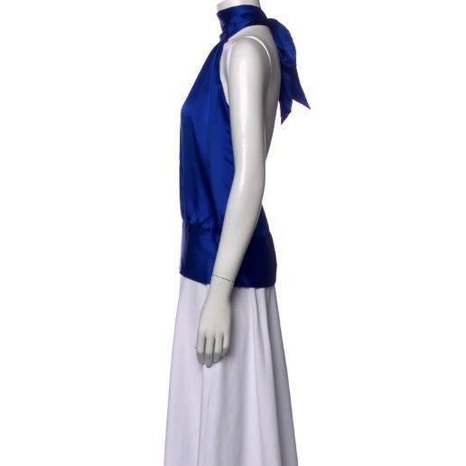 Other Mason Silk Vibrant Blue Halter Plunge V-Back Top Size S / US 4 / IT 40 - 2 Thumbnail