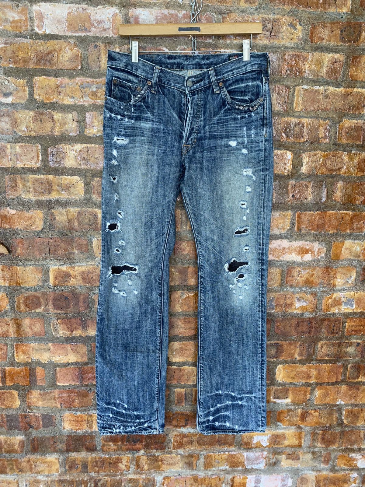 14th Addiction Vtg BARTACK Japan Distressed Ring Detailing pants Size US 30 / EU 46 - 2 Thumbnail