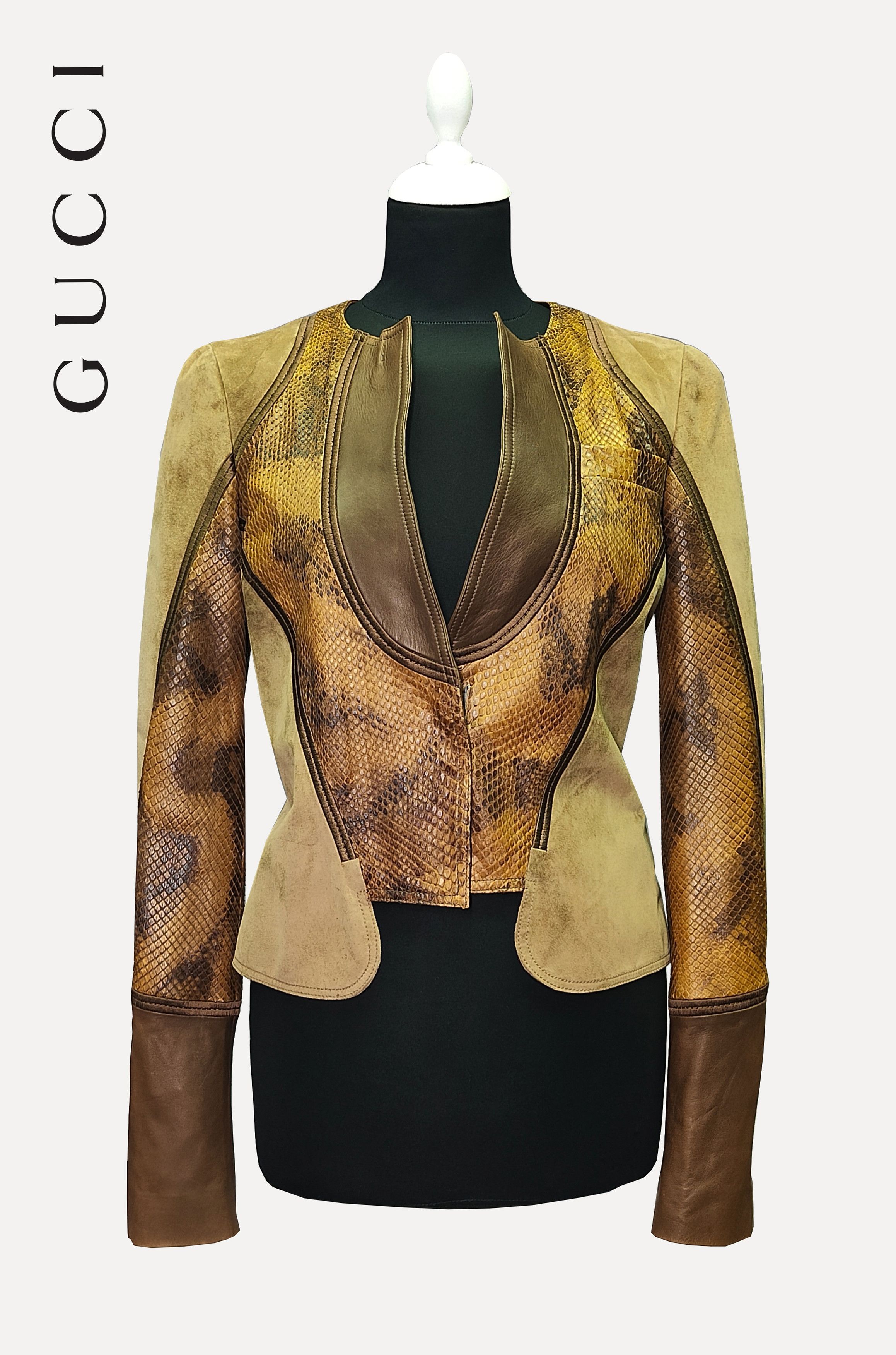Gucci Gucci _ Italy_ Tom Ford Era_ Suede x Python _ Leather Jacket Size S / US 4 / IT 40 - 1 Thumbnail