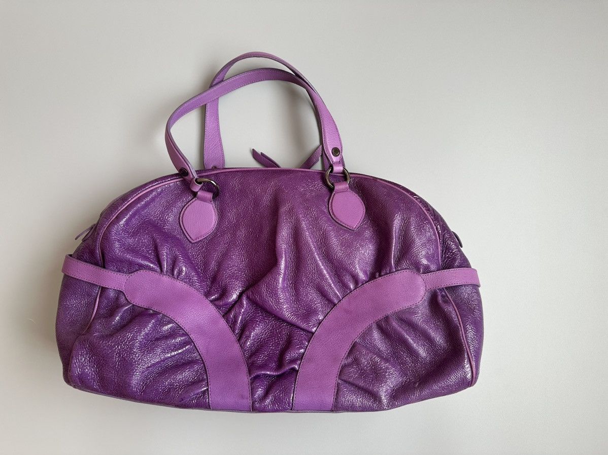 Moschino Moschino Purple Crinkled Patent Double Zip Pocket Duffel Bag Size ONE SIZE - 4 Thumbnail