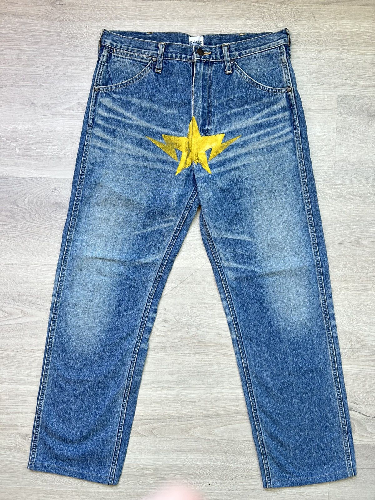Bape Bape Twin Yellow Sta Denim [Size M] Size US 32 / EU 48 - 1 Thumbnail