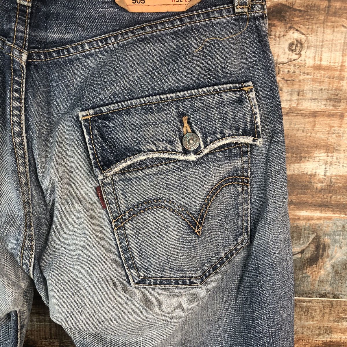 Levi's DL Levis 505 Blue Distressed Denim Pants #C299 Size US 32 / EU 48 - 18 Thumbnail