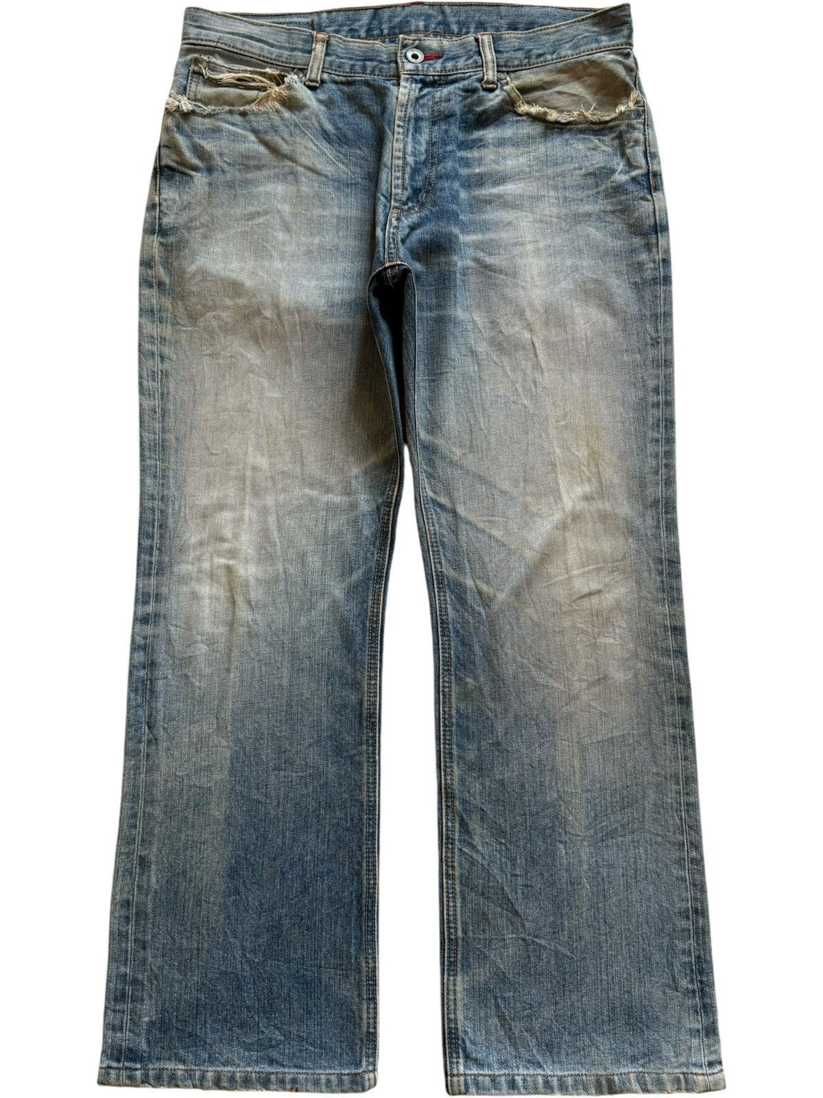 Japanese Brand Vintage Japanese Brand Mud Wash Distressed Bootcut Jeans Size US 33 - 1 Thumbnail