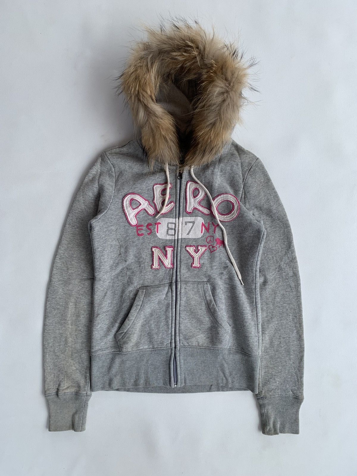Aero Sick Pink Grey Zip Fur Hoodie Ifsixwas Lgb style