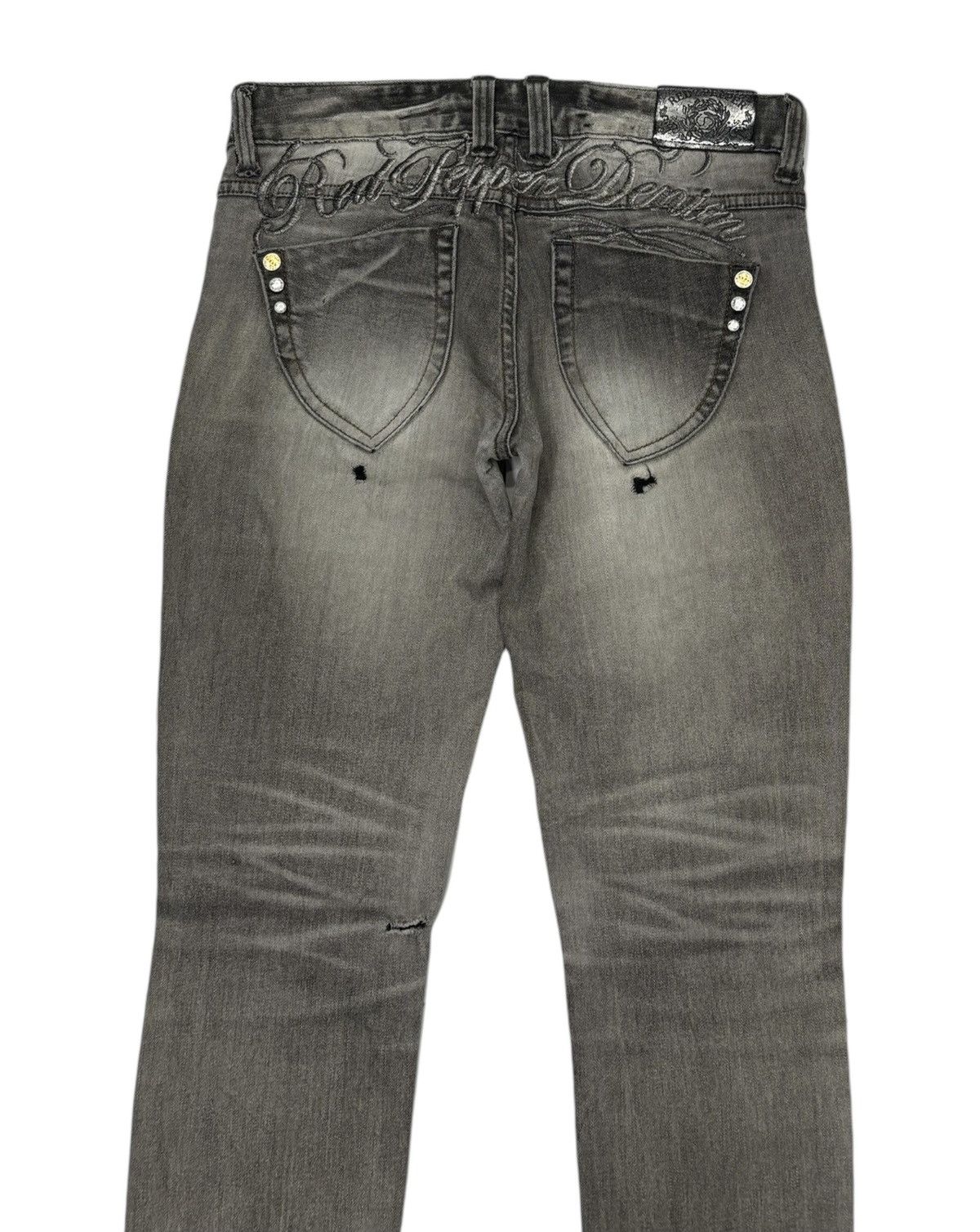Ed Hardy RED PEPPER JEANS DISTRESS SMOKE BLACK JEANS Size 31" - 6 Thumbnail