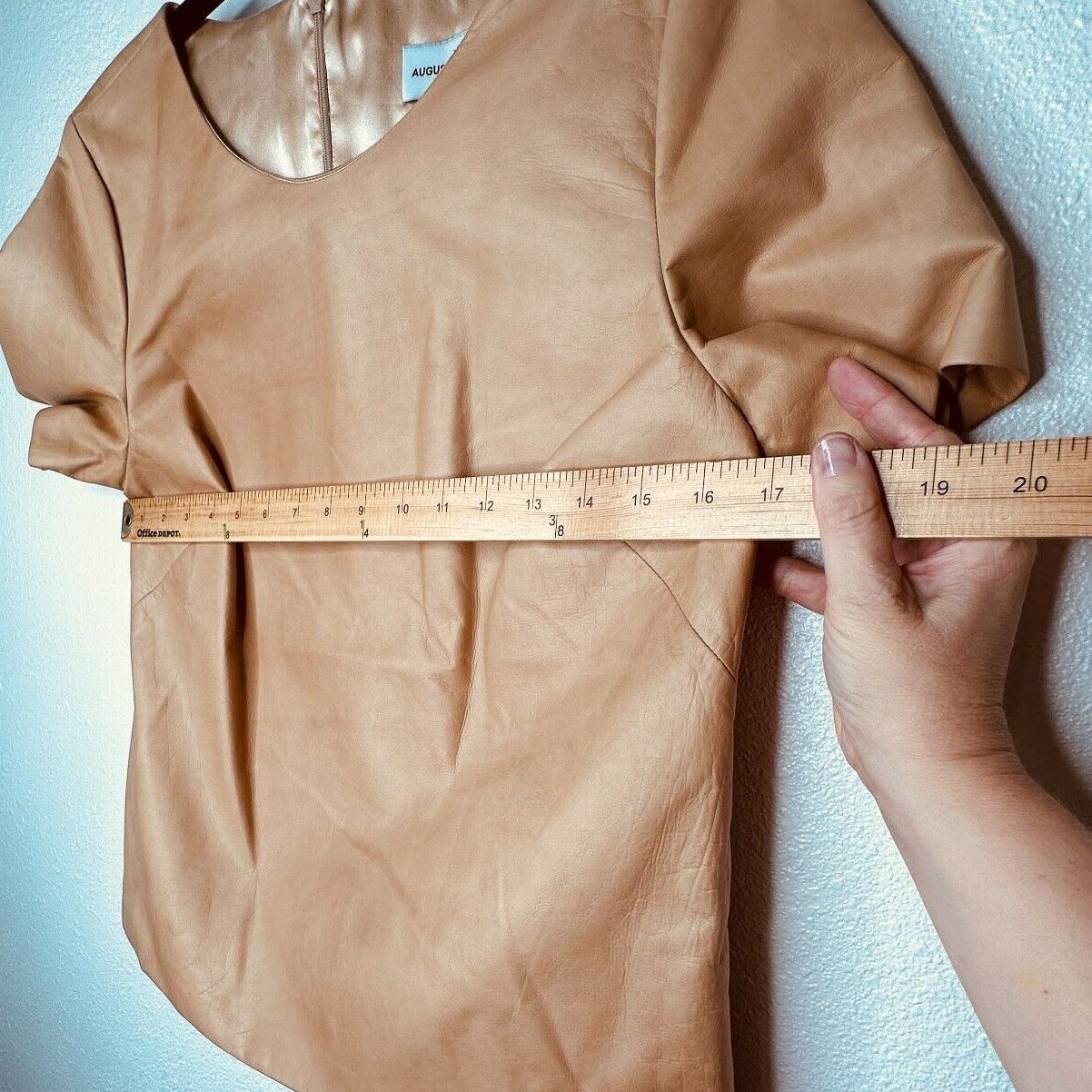 Other August Getty Leather Short Sleeve Back Zip Silk Lined Top 4 Size S / US 4 / IT 40 - 12 Thumbnail