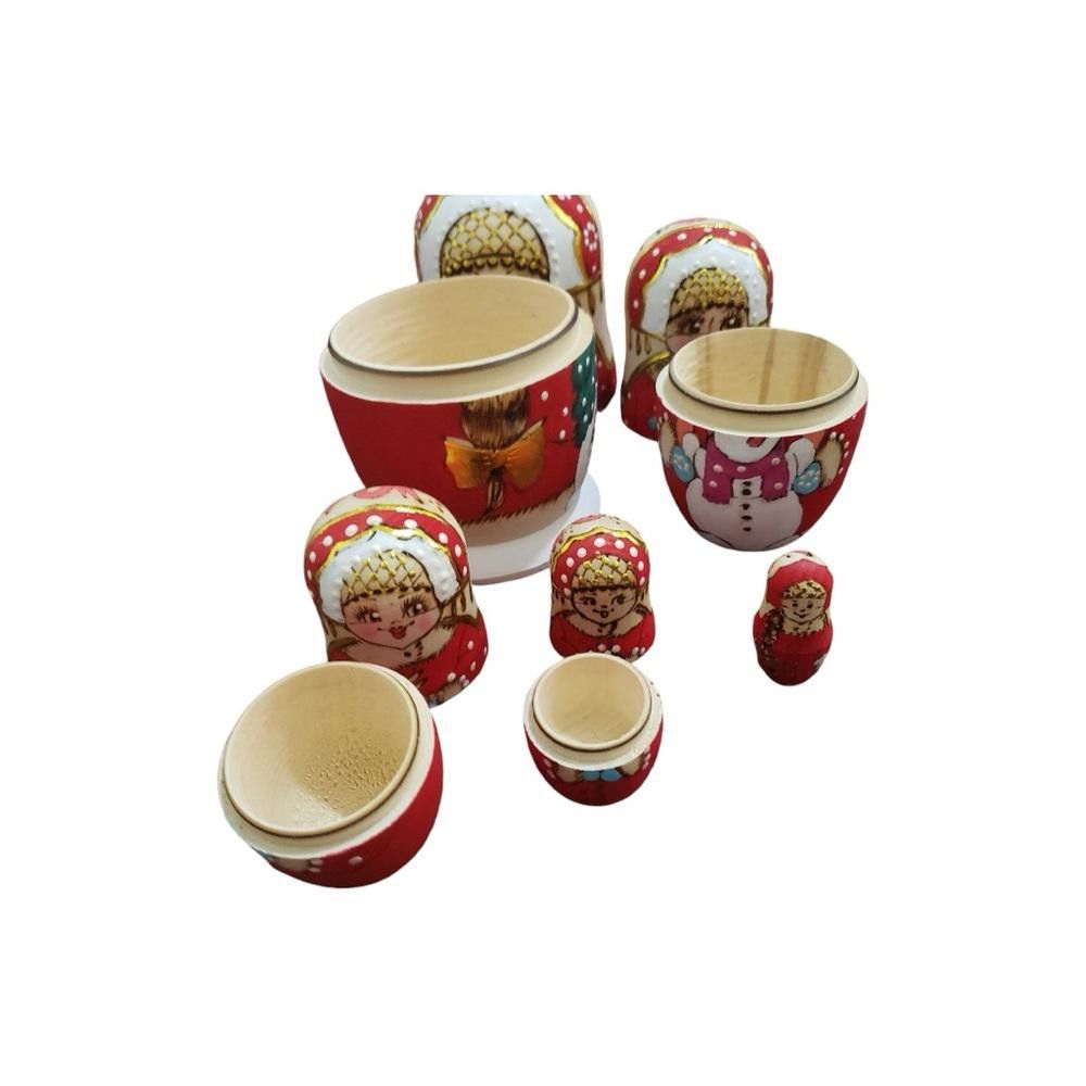 Designer Russian Christmas Nesting Doll 8” Handcrafted Size ONE SIZE - 12 Thumbnail
