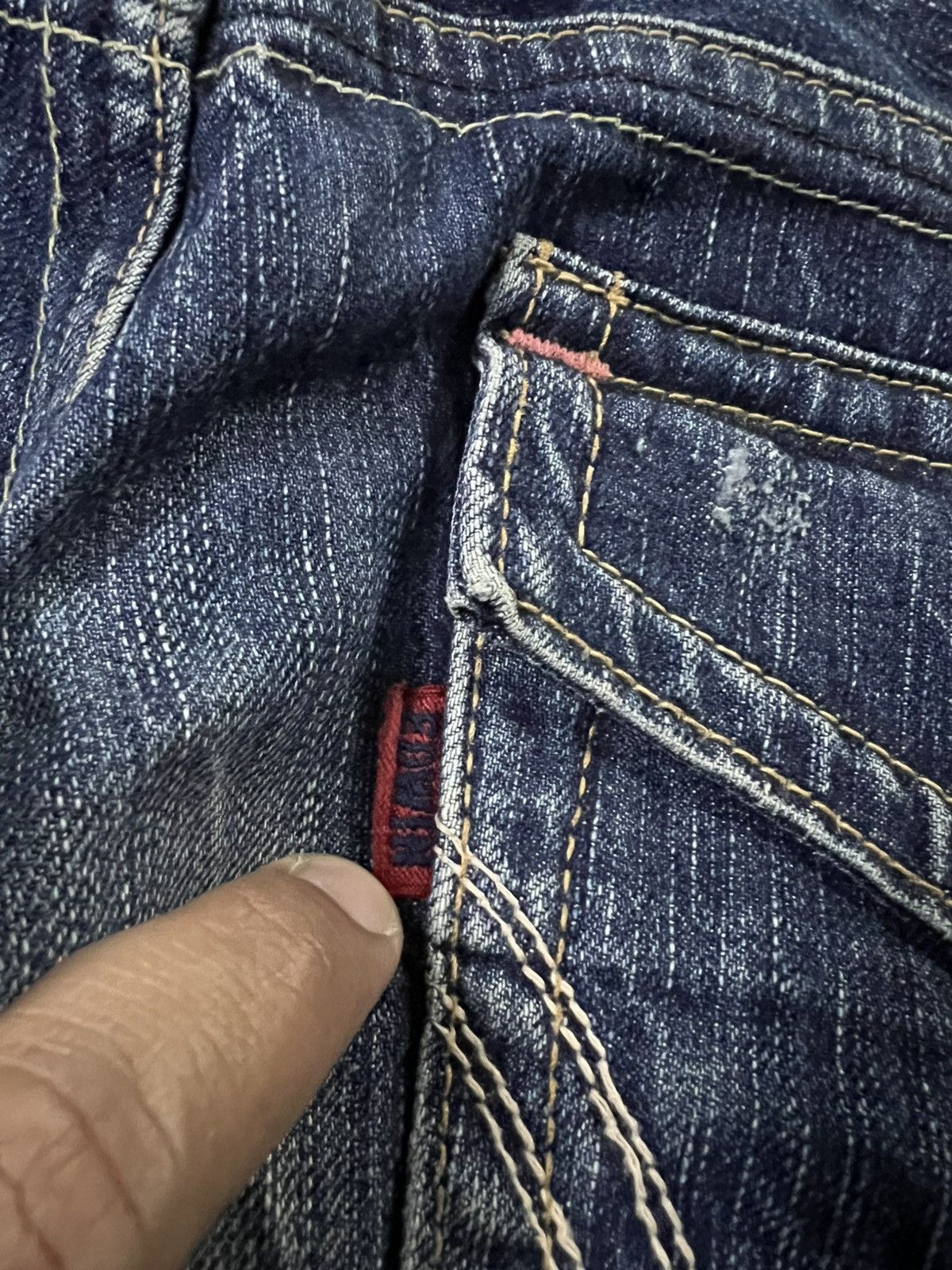 Edwin × If Six Was Nine × Le Grande Bleu (L.G.B.) 💥FLARE💥VINTAGE EDWIN 503 BLUE TRIP DISTRESS FADED JEANS Size US 34 / EU 50 - 20 Thumbnail